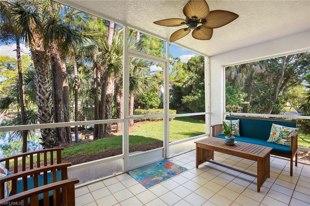 A unique opportunity to own this beautifully maintained turnkey two-bedroom, two-bath first-floor end-unit condominium in sought-after North Naples. Enjoy panoramic views of the lake and surrounding trees from your private screened lanai, with no building next door for added privacy and abundant natural light throughout. Move right in and start living in the Florida lifestyle with newer flooring, a refreshed primary en-suite bath and modern appliances. The thoughtful split-bedroom layout offers comfort and flexibility for guests or a home office. Set in a welcoming community with tennis and two resort-style pools featuring lap lanes, this condominium blends comfort, style and convenience, close to shopping, dining and Naples pristine beaches.