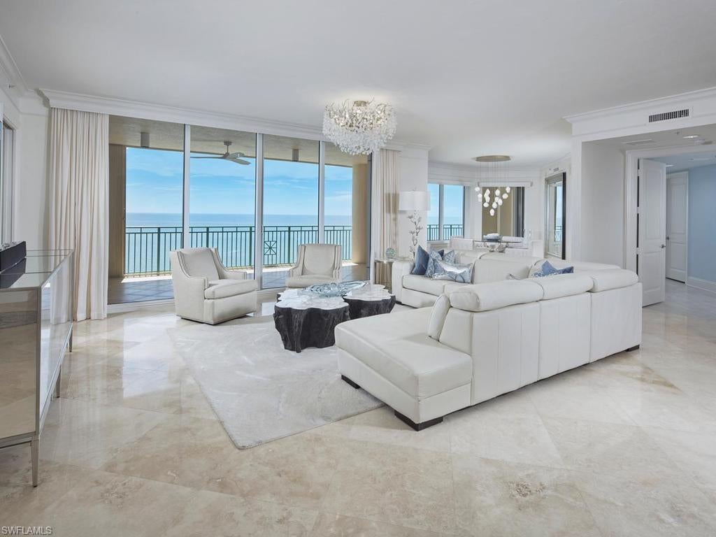 This stunning, remodeled residence boasts a light and bright, coastal interior and outstanding views of the Gulf.  Immediately upon entering from the private elevator foyer, you will be captivated by the luxurious finishes and picturesque views.  The grand salon has been expanded to create the perfect space for entertaining with large seating area, casual dining area, and wet bar.  The kitchen will delight any chef with white cabinetry, high-end appliances, desirable gas cooktop, and stunning counters.  The adjacent family room offers additional seating, custom built-ins, and spectacular views.  The master suite is a private retreat with access to the front terrace, gorgeous views, walk-in closets, and spa-like ensuite bath with dual vanities, walk-in shower, and jetted bathtub.  The 2 additional guest bedrooms, each with ensuite bath and access to the second terrace, provide plenty of space for friends and family.  Enjoy a relaxing afternoon on the spacious front terrace watching dolphins and manatees play in the sparkling blue waters of the Gulf.  Enjoy all of the upscale amenities available at private, gated Cape Marco including 6 HarTru tennis courts, new pickleball courts under construction, and private beach access in addition to the many fine amenities Belize offers - fitness center, theater, guest suites, Gulf-side pool, and more. Live the Cape Marco lifestyle, where luxury is a standard.