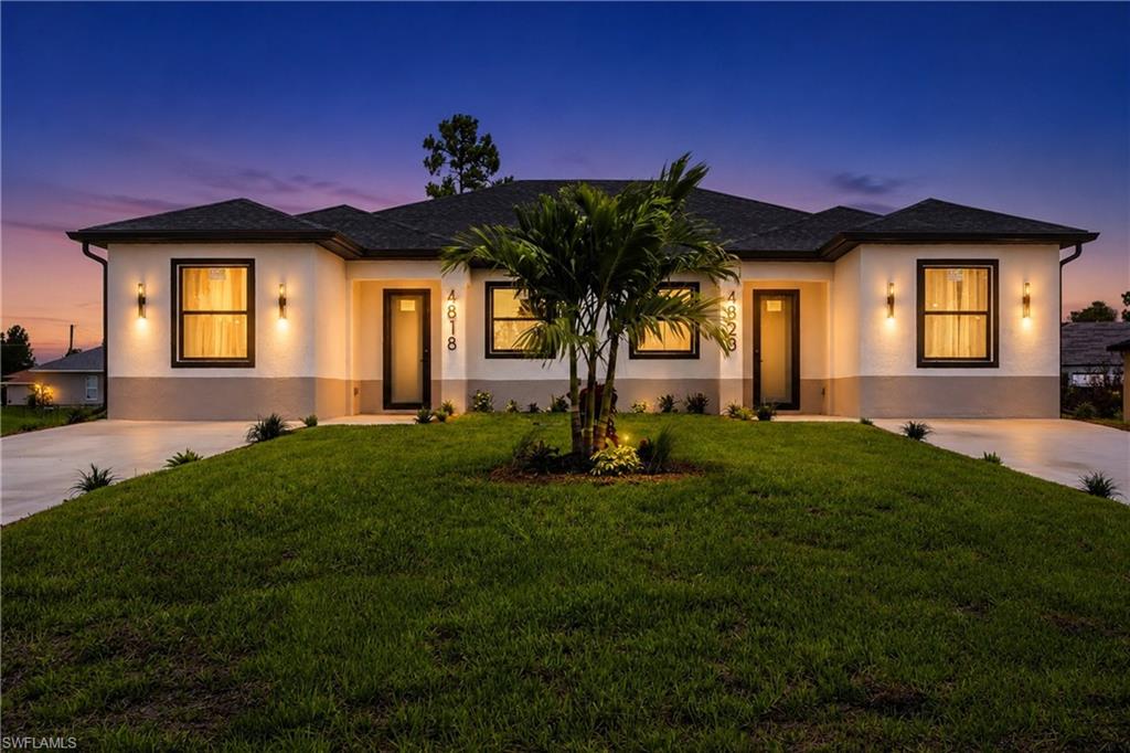 Seller offering a contribution toward the buyer's closing costs and/or an interest rate buydown with an acceptable offer!
Discover an exceptional investment opportunity with this brand-new duplex situated on a rare oversized 12,344 SF (0.287-acre) lot in one of Lehigh Acres fastest growing neighborhoods. Offering a total of 6 bedrooms and 4 bathrooms, this property is ideal for investors, owner-occupants, or multigenerational living, combining modern design, functionality, and long-term value.
Built with attention to detail and quality craftsmanship, this duplex stands apart from typical builder grade construction. The thoughtful design, superior finishes, and upgraded features create a level of comfort, durability, and long-term value rarely found in comparable properties.
Each residence features stylish finishes, including large format porcelain tile flooring, quartz countertops, stainless steel appliances, contemporary cabinetry, and spacious walk-in closets throughout. WASHER & DRYER included. 
A standout feature of this duplex is the private exterior access from each primary suite directly to the SCREENED lanai. This unique design enhances privacy and flexibility, making it perfect for multigenerational living, accommodating guests, creating a private home office, or adapting to a variety of lifestyle needs.
Designed for Florida living, the home is equipped with impact resistant windows and doors for enhanced storm protection, durability, and the potential for insurance savings. A 1-year builder warranty is also included, providing added peace of mind.
Whether you're looking to generate rental income, live in one unit while leasing the other, or expand your real estate portfolio, this move-in-ready duplex offers an outstanding combination of quality, versatility, and long-term investment potential.
Conveniently located with easy access to Fort Myers, this property is close to shopping, dining, schools, and major roadways, making it an attractive option for both homeowners and tenants alike.