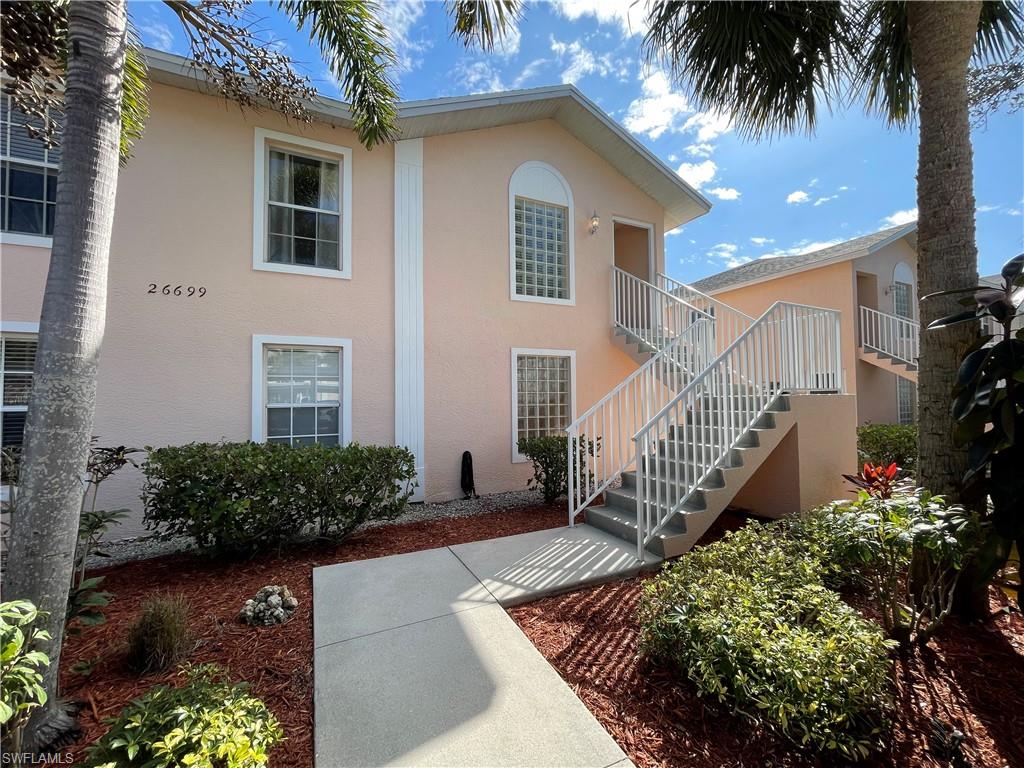 Welcome to the SEASONAL RENTAL - 2 BED/2 BATH AT MORTON GROVE, located in the beautiful Bonita Springs, FL. This 2nd floor condo offers a spacious split bedroom floor plan with two bedrooms and two bathrooms. The primary bathroom is equipped with two sinks, a walk-in shower, and a closet. The condo is beautifully furnished and ready for your arrival, featuring tile and vinyl flooring throughout. The kitchen is a chef's dream with a breakfast bar, stainless steel appliances, and white cabinets. The large walk-in closet provides ample storage space. Enjoy the Florida weather on your screened and covered lanai. The condo comes with a carport for your vehicle. As a resident, you'll have access to the community pool and clubhouse. For your convenience, there is a laundry in residence. This is a furnished turnkey seasonal rental, ready for you to move in and start enjoying the Florida lifestyle.