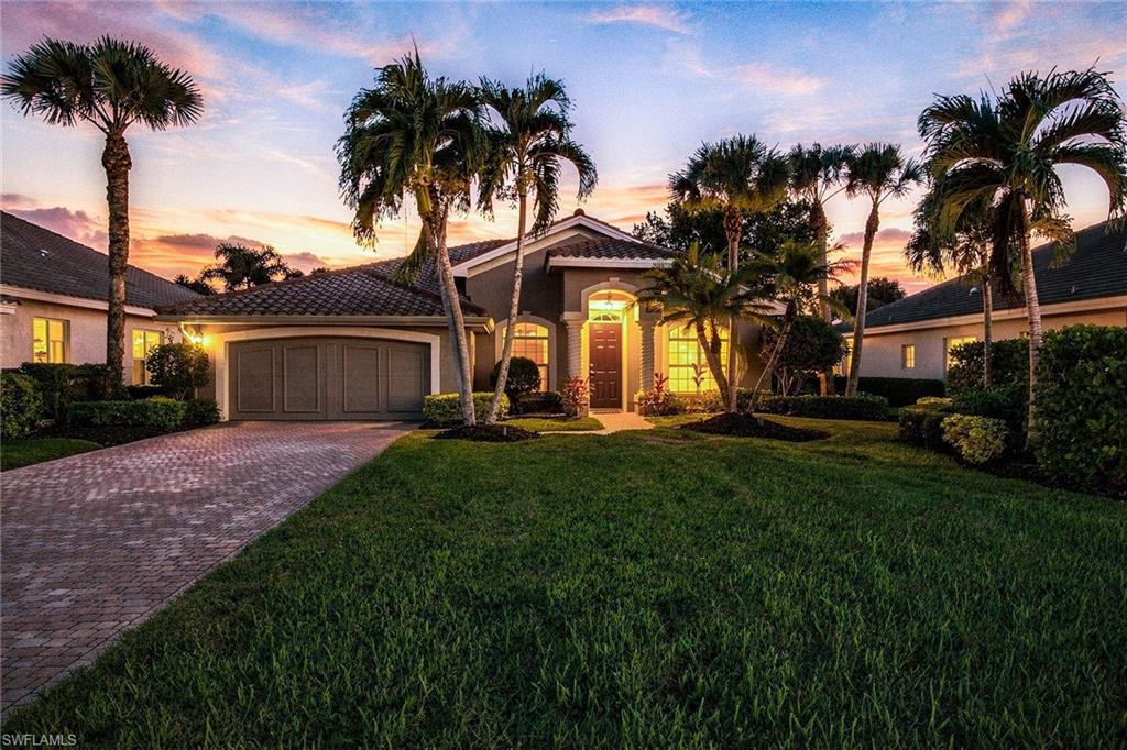 Discover refined Florida living in this one-of-a-kind Arthur Rutenberg residence, showcasing gorgeous panoramic golf course views of the seventh hole, beautifully manicured landscaping, and exceptional indoor-outdoor living. Recent updates include a 2026 roof, 2025 air conditioner, fresh interior paint and new carpet in all bedrooms. Featuring three bedrooms plus a den and two baths, the thoughtfully designed layout offers inviting gathering spaces alongside private retreats. The kitchen features a center island, granite countertops, stainless steel appliances, recessed lighting and a pantry. In the primary suite, enjoy a spacious walk-in closet with updated shelving and a well-appointed bath with dual sinks, granite countertops, a separate soaking tub, and a huge walk-in shower with a frameless glass door. Go outside to the sparkling pool and spa, overlooking the golf course and lush greenery, providing a beautiful backdrop for relaxing or entertaining. Additional highlights include plantation shutters throughout, full storm protection and a generous two-car garage with built-in shelving. A beautifully manicured front yard completes the impressive curb appeal. Simply move in and start enjoying the Florida lifestyle. Residents enjoy access to a championship 18-hole Arthur Hills–designed golf course, and a clubhouse with fine and casual dining. Additional amenities include tennis, pickleball and bocce courts, a resort-style pool, a full-service spa and fitness center, steam rooms, a library, playground and a vibrant calendar of social events, all just minutes from RSW Airport, Gulf beaches, shopping and dining. Move-in ready and masterfully updated, this tech-enhanced sanctuary offers privacy, luxury and peace of mind in one of Southwest Florida’s sought-after communities.