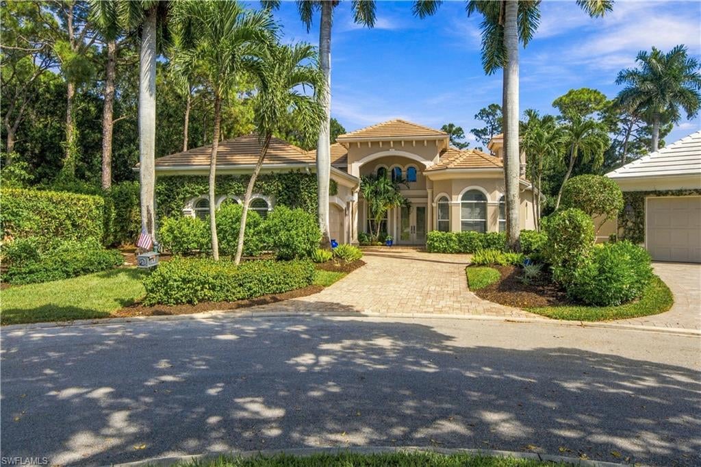 Immediate golf privileges available. Beautifully maintained golf course home ideally situated within North Naples’ coveted Audubon Golf & Country Club! This spacious residence offers 4 bedrooms, 3.5 baths, a 2-car garage, soaring 12- to 16-foot ceilings, beautiful Acacia hardwood, and tile flooring throughout (no carpet!), and a surround sound system. Step outside to your private outdoor oasis, featuring a spacious pool, spa, and ample lounging space—perfect for relaxing or entertaining family and friends. The beautifully updated chef’s kitchen features light-colored cabinetry, quartzite countertops, large kitchen sink, and high-end appliances, including a Bosch dishwasher, Sub-Zero refrigerator and two Sub-Zero wine coolers. The spacious primary suite offers private access to the lanai, room for a sitting area, and an ensuite bath complete with dual vanities, a separate soaking tub, and a beautifully tiled shower. Ideally located just minutes from Mercato and Naples’ world-class beaches, Audubon offers an exceptional gated and guarded lifestyle with an 18-hole championship golf course, tennis, pickleball, three new regulation-length bocce courts with a spacious seating area, a new croquet court with seating, a scenic bayside boardwalk, and a poolside club and café featuring a beautifully appointed fitness center. The main clubhouse is currently undergoing extensive renovations.