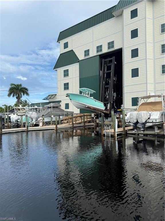 Large dry boat storage condo on Bonita Beach Rd. Second level boat slip available that can accommodate vessel measuring 30'L x 11'H x 9'W max vessel dimensions. Facility is professionally managed and staffed 7 days per week. With 1 hour notice your boat is launched, ready for your arrival. Minutes to the Gulf via Wiggins Pass or New Pass. On site fuel, pump out station, fish cleaning station, ice, refreshments and 24 hour restrooms with showers and near multiple restaurants on Bonita Beach Road.