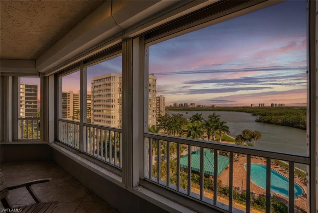 Best value on Vanderbilt Beach! Ideally positioned along the waterfront at Gulf Breeze at Vanderbilt, this immaculately updated sixth-floor end residence offers sweeping Gulf and Bay views, abundant natural light, and the highly sought-after 06 floor plan. Thoughtfully designed for privacy and flow, the layout captures water views from every room while also enjoying picturesque views overlooking the community pool. The remodeled bright, open interior connects seamlessly to multiple screened and shuttered lanais, perfect for taking in coastal breezes, passing boats, and unforgettable sunsets. Expansive sliders and large windows flood the turn-key residence with natural light, while the split-bedroom design provides ideal separation for owners and guests. The guest suite features its own lanai, offering visitors a private retreat with beautiful waterfront scenery. The kitchen opens naturally to the main living area, making the space ideal for entertaining while staying connected to the surrounding views. Both bedrooms are generously sized, and the overall layout lives comfortably for full-time living, seasonal enjoyment, or rental use. A rare opportunity exists to purchase a private, outside-building garage at an excellent value, a highly desirable and increasingly limited asset on the Bluebill peninsula that adds both convenience and long-term value. From an investment standpoint, the property includes a rental commencing January 15th with approximately $30,000 in income already on the books. Gulf Breeze at Vanderbilt allows up to twelve 30-day rentals per year, offering excellent flexibility for both personal use and income potential. Gulf Breeze at Vanderbilt is a gated waterfront community featuring amenities such as pickleball, tennis, bocce, kayak storage, marina access, and a full-time onsite manager. Residents enjoy an unbeatable location just a short walk to Vanderbilt Beach and Delnor-Wiggins Pass State Park, allowing you to bypass seasonal traffic and access the beach with ease. World-class dining, shopping, and entertainment are just minutes away. Unit 606 presents a compelling opportunity to own a light-filled, waterfront residence with optional garage ownership, strong rental flexibility, and an exceptional Naples coastal lifestyle.