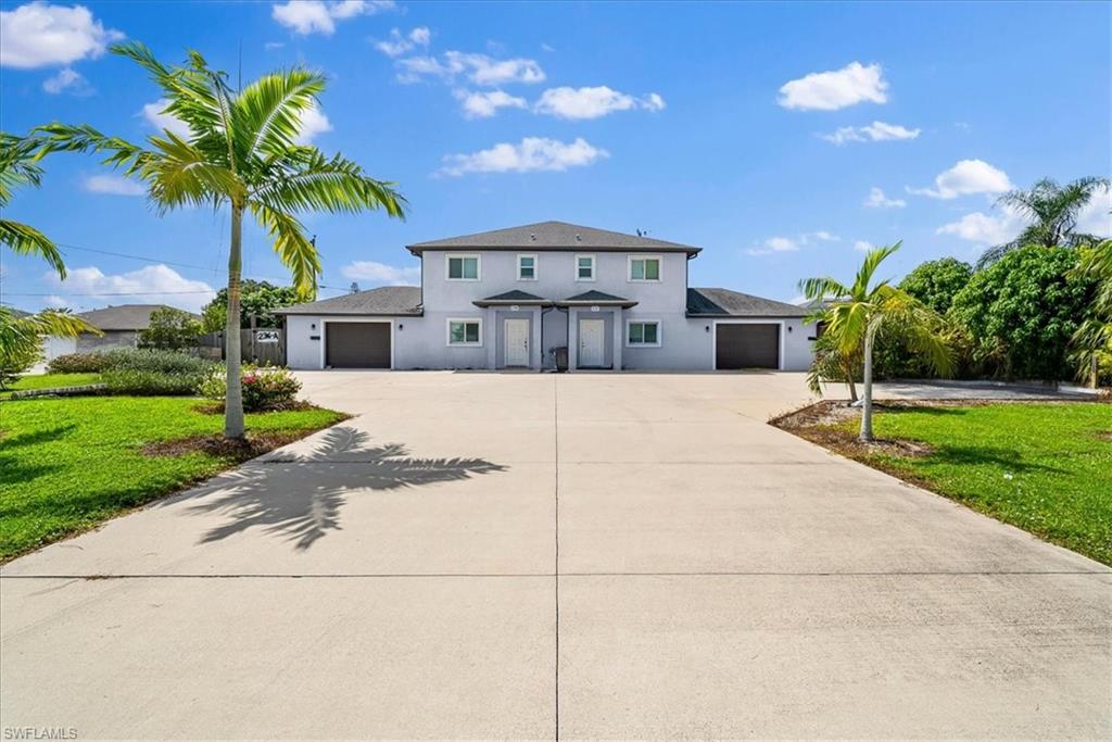 Exceptional investment and multi-generational living opportunity in the heart of Cape Coral! Built in 2020, this spacious duplex offers approximately 3,922 sq. ft. of total living area, with two generously sized units designed for flexibility and income potential. Each side features 4 bedrooms, 3 full bathrooms and 1 half bath, along with spacious living areas, a full kitchen, laundry accommodations and plenty of room for comfortable everyday living. A particularly versatile fourth-bedroom area offers additional privacy with its own entrance, bathroom and A/C, creating possibilities for extended family, guests, a home office or other flexible use.Situated on an oversized approximately 0.37-acre corner lot, the property features a fenced outdoor area, patio space and additional storage. Impact glass, central A/C, public water and sewer with assessments paid, and a convenient location. Whether you're looking to expand your rental portfolio, live in one unit while generating income from the other, or accommodate multiple generations under one property, 232/236 Hancock Bridge Pkwy offers a rare combination of size, versatility and investment potential. Conveniently located near shopping, dining, schools and everyday necessities with easy access throughout Cape Coral and into Fort Myers. Opportunities with this much space and flexibility don't come around often—schedule your showing today!
