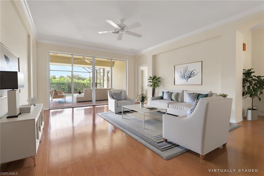 A rare offering in one of Fort Myers' most coveted enclaves. This executive residence sits on a cozy cul-de-sac in the sought-after McGregor Reserve community. The coveted Royal Palm floor plan delivers a masterclass in single-level luxury living, with a layout defined by both scale and intimacy. A great room and a separate family room offer rare flexibility between grand entertaining and everyday living. Three bedrooms and three bathrooms complete the thoughtfully designed layout. A cozy private den tucked off the primary suite is finished with high-end luxury vinyl plank flooring, offering a quiet retreat ideal as a home office, reading room, or nursery. The chef-inspired kitchen anchors the home with wood-grain cabinetry, corian countertops, and premium appliances built for both daily life and effortless hosting. A rich mix of wood and tile flooring runs through the main living areas, complemented by plush carpet in the bedrooms and high-end luxury vinyl plank flooring in the den, striking a thoughtful balance of elegant, easy-care spaces and warm comfort. Major systems have been thoughtfully maintained and updated for true turn-key peace of mind: a 2019 roof, 2017 HVAC system, 2023 hot water heater, and a full whole home backup generator installed in 2020 — so comfort and reliability are never a question. Ideally positioned outside the flood zone, this home offers the rare advantage of luxury living without the required cost of flood insurance, and the added benefit of low HOA fees keeps ongoing costs refreshingly modest for a community of this caliber. A beautifully appointed pool and spa, complete with a brand-new 2026 pool heater, is set against lush, private landscaping for year-round Florida living. It's all just minutes from top-rated schools, boutique shopping, and the restaurant scene of downtown Fort Myers, with Fort Myers Beach, Sanibel Island, and RSW International Airport a short drive away. Schedule your private showing today and experience true Fort Myers elegance.(Some of the photos have been virtually staged)