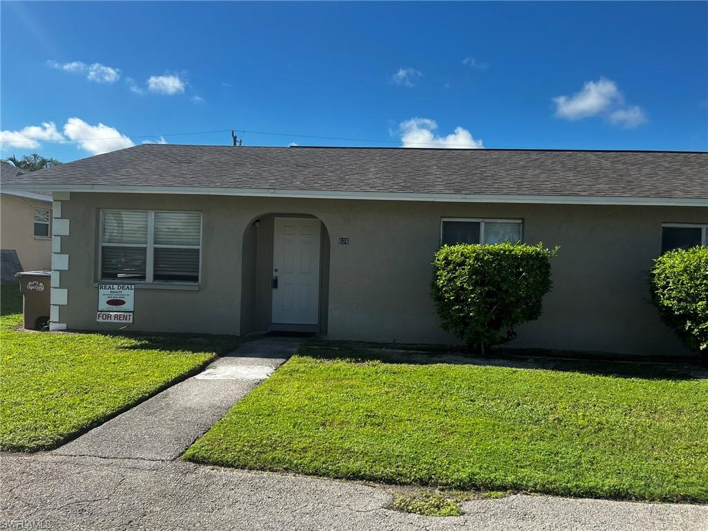 CONTRUCTION SPECIAL!!!!! DISCOUNTED RENT FIRST 3 MONTHS! Welcome to 606 Hancock Bridge Parkway, located in the heart of Cape Coral. This 2 bedroom, 1 bath duplex offers easy access to shopping, restaurants, major thoroughfares and is on the Bus line. Central air and ceiling fan will keep you cool. Vertical and horizontal blinds help you control the Florida sunshine. Home features large tile throughout, Refrigerator, Range and interior Washer/Dryer hook up in kitchen. Lawn care and pest control is included in rent. One small pet with Owner's approval.