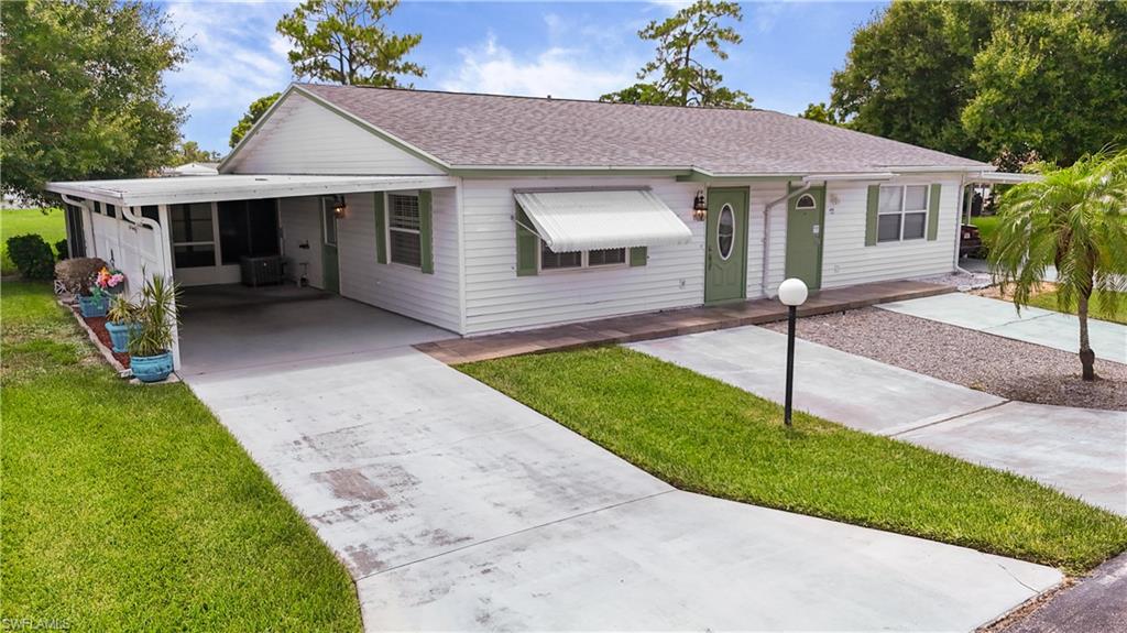 Great opportunity in the established Pinewood Condominium community. This attached villa offers 2 bedrooms and 2 baths across 816 sq ft, with a functional layout, and a spacious screened lanai/porch that's perfect for enjoying Florida's warm evenings.
The kitchen features ample cabinet space, a range, microwave, and refrigerator, with room for everyday cooking and casual meals. The adjoining living and dining area flows nicely into a screened lanai and porch, a great spot to relax and enjoy Florida's warm evenings.
Both bedrooms offer comfortable space, and the primary bath includes a walk in closet for extra storage. A dedicated laundry hookup in residence adds everyday convenience.
Outside, a detached carport and paved driveway provide easy parking, along with a patio area for additional outdoor enjoyment.
This is a quiet, non gated community with low maintenance living in mind. The HOA covers lawn and land maintenance, pest control exterior, legal and accounting, and reserves, keeping day to day upkeep simple.
Centrally located in Lehigh Acres, this home is close to shopping, dining, and everyday conveniences, and offers an excellent entry point for a first time buyer, downsizer, or investor. Some pictures are virtually staged or AI modified to show the properties potential.