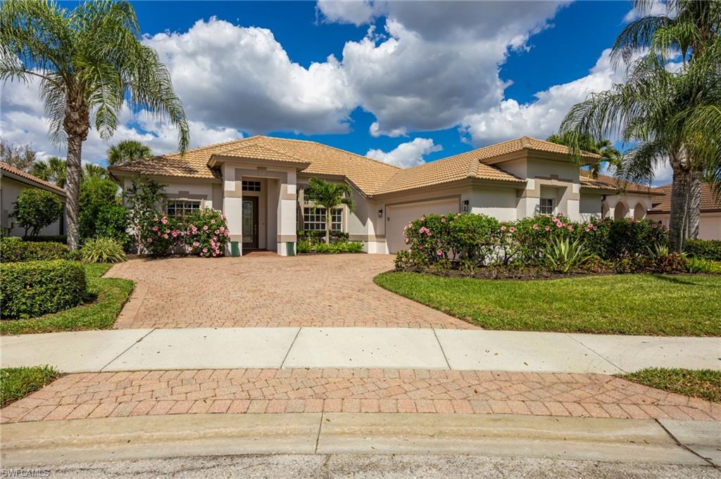 Mustang Island at Lely Resort — beautifully updated and designed with quality, style, and comfort in mind. This light-filled residence features soaring ceilings and an open, flowing floor plan ideal for both everyday living and entertaining. The gourmet kitchen is equipped with granite countertops, stainless steel appliances, and generous prep space, seamlessly connecting to the living area and extending out to the covered lanai. Step outside to your private backyard retreat featuring a sparkling pool surrounded by lush, tranquil landscaping — the perfect setting for morning coffee, relaxing afternoons, or evening swims under the Florida sky. The spacious primary suite offers a peaceful escape with a large walk-in closet recently designed by "California Closets", dual vanities, and a relaxing soaking tub. A bright front office with double French doors and garden views provides an ideal work-from-home space. Two guest bedrooms share a beautifully updated Jack-and-Jill bath. Additional highlights include a well-equipped laundry room with ample cabinetry and a spotless two plus-car garage with a finished epoxy floor. Recent updates provide both beauty and peace of mind, including fresh exterior paint on home and pool deck (2025), newly rescreened pool cage (2024), new roof added (2026), new hot water heater (2026) new landscape lighting that beautifully uplights the home, refreshed landscaping, reverse osmosis system and so much more. Enjoy the resort lifestyle Lely Resort is known for — with golf, dining, and amenities just moments away.