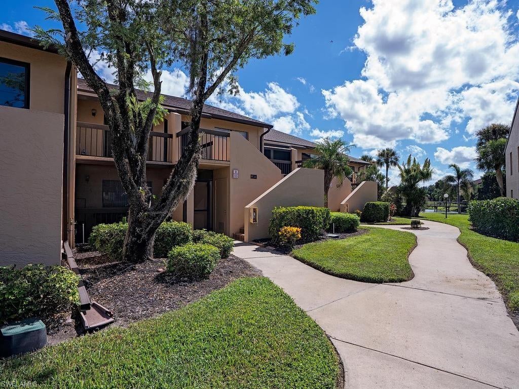 Updated first floor condominium with private boat slip and beautiful lake views. Stylishly furnished and ready to enjoy. High level luxury vinyl flooring throughout - no carpet. White shaker kitchen cabinets, stainless appliances, granite counters. New AC in 2026. New lanai screening and aluminum enclosures. Sliding glass doors on rear lanai offer flexibility to enclose the lanai, or open the sliders for fresh air. White cabinets with solid surface counters in both bathrooms. Covered parking space included. Boat slip with 10,000 pound remote control lift included - will accommodate a boat up to approximately 30 total feet. Water and power at lift. Community pool renovated in 2026, fishing pier built in 2025, community repaved in 2026. Community tennis courts close by. Vibrant community social calendar. The community has a fantastic location in North Fort Myers on the Caloosahatchee River, offering access by boat to downtown Fort Myers, Sanibel Island, Cabbage Key, the Gulf, and many other beach and fishing destinations.