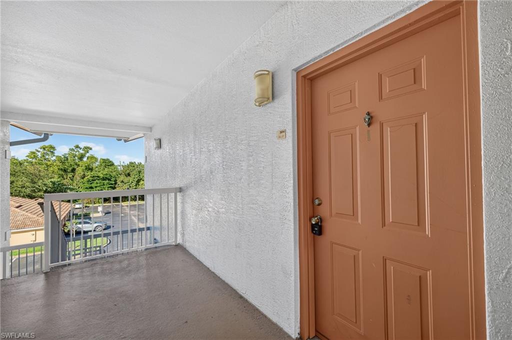 Welcome to this immaculate move-in ready 2 bedroom 1 bathroom condo in pristine condition located in the gated community of Tuscany Gardens on Plantation Road just off Daniels Parkway. This condo offers an open concept floor plan with abundant natural light, porcelain floors througout, granite countertops, and stainless steel double sink. This condo has been freshly painted, with bathtub and tile resurfacing in 2026. Newer water heater and dryer. A convenient exterior storage closet just steps from your front door. Kick back and relax on your private lanai.  Prime location, just minutes from Whole Foods, Publix, Walgreens, Gulf Coast Medical Center, dining, and Bell Tower Shoping Center. Close to Red Soxs and Twins spring training facilities, easy access to I-75, and RSW International Airport. Enjoy the community amenities of heated pool, hot tub, fitness center, clubhouse, and pickleball/tennis courts. Fort Myers Beach and Key West Express are just 12 miles away and vibrant Downtown Fort Myers is just 7 miles from your doorstep. Whether you are looking for a permanent home, vacation retreat, or an investment property this condo checks off all the boxes with LOW HOA FEES. Some pictures have been AI generated for furniture placement ideas.