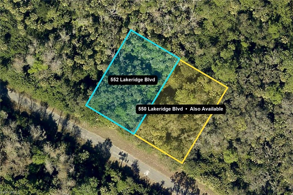 Approximately 0.23 acres of residentially zoned land in Lehigh Acres with paved road access. The adjoining 550 Lakeridge Blvd parcel is also available separately, creating an opportunity to acquire two neighboring homesites. Zoned RS-1 for residential use. Consider one parcel or both depending on your plans. Buyer to verify zoning, permitting, utilities, environmental conditions, and suitability for intended use with Lee County.