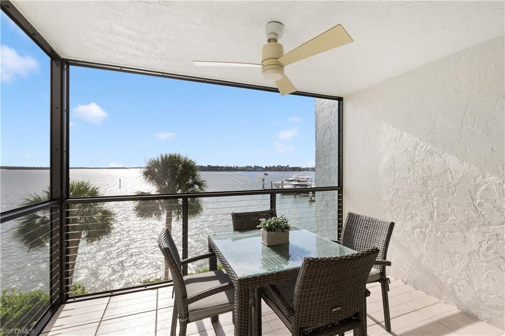 : Wide water unobstructed river views from this beautifully updated Riverside A building unit on most sought after Marco Island. Watch the sun rise on the water as it comes up over the Jolly Bridge snd the dolphins jumping throughout the day. Riverside is known for for its resort-style amenities, including two heated pools, hot tubs, tennis and pickleball courts, a fishing pier, marina access, clubhouse, and lush tropical landscaping. Boat slips may be available through the marina, offering convenient direct access to island waterways and the gulf. Close proximity to beach, dining, shopping and entertainment. Short term rentals are permitted which make for a great investment opportunity with fees including electricity.