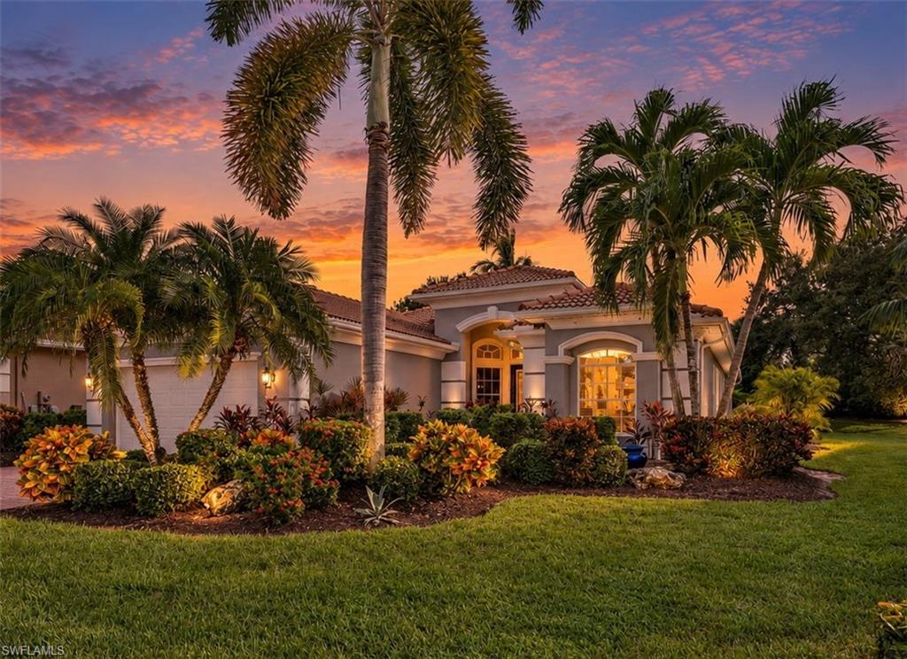 Move in ready comfort, soaring 14 foot ceilings and abundant natural light welcome you to this beautifully maintained Toll Brothers Saint Regis in Belle Lago. A newer roof, updated major systems and fresh interior and exterior paint provide added peace of mind, while an expanded screened lanai surrounded by lush tropical landscaping creates an inviting setting for Florida living. Offering three bedrooms, two bathrooms and a bright, open floor plan, this home combines timeless design, thoughtful updates and effortless indoor and outdoor living.

The spacious great room features soaring ceilings, elegant tray details with crown molding and expansive sliding glass doors that fill the home with natural light. The open layout connects the living and dining areas with a comfortable breakfast space, creating a welcoming atmosphere for both everyday living and entertaining.

The well appointed kitchen features granite countertops, abundant wood cabinetry, stainless steel appliances and a natural gas cooktop. The generous primary suite offers two walk in closets and a spacious bathroom with dual vanities, a soaking tub and separate shower. Two additional bedrooms provide comfortable accommodations for guests, a home office or flexible living space.

Step outside to the expanded screened lanai, where generous covered space accommodates outdoor dining and lounging. Mature palms, colorful tropical plantings and beautifully maintained landscaping create a peaceful, private feeling retreat. Whether enjoying morning coffee, entertaining friends or simply relaxing, this outdoor space is a natural extension of the home.

Recent improvements add exceptional value and peace of mind, including a roof replaced in 2019, A/C and kitchen appliances replaced in 2024, and a water heater replaced in 2022. Fresh interior and exterior paint, updated fixtures and lighting further enhance the home's move in ready appeal.

Belle Lago is a beautifully landscaped, natural gas community offering a 24 hour guarded gate and an exceptional collection of amenities, including a recently updated clubhouse and fitness center, resort style pool and spa, pickleball, Har Tru tennis courts, bocce and scenic walking trails. A dedicated golf cart path connects residents to Estero Country Club, where optional golf and social memberships may be available.

Ideally located west of I-75 in the heart of Estero, Belle Lago offers convenient access to Coconut Point, Miromar Outlets, exceptional dining, Gulf beaches and Southwest Florida International Airport. The property is situated in desirable Flood Zone X, outside FEMA's designated high risk flood area.

Enjoy the comfort of a beautifully maintained home, the ease of Florida living and the exceptional lifestyle Belle Lago has to offer.