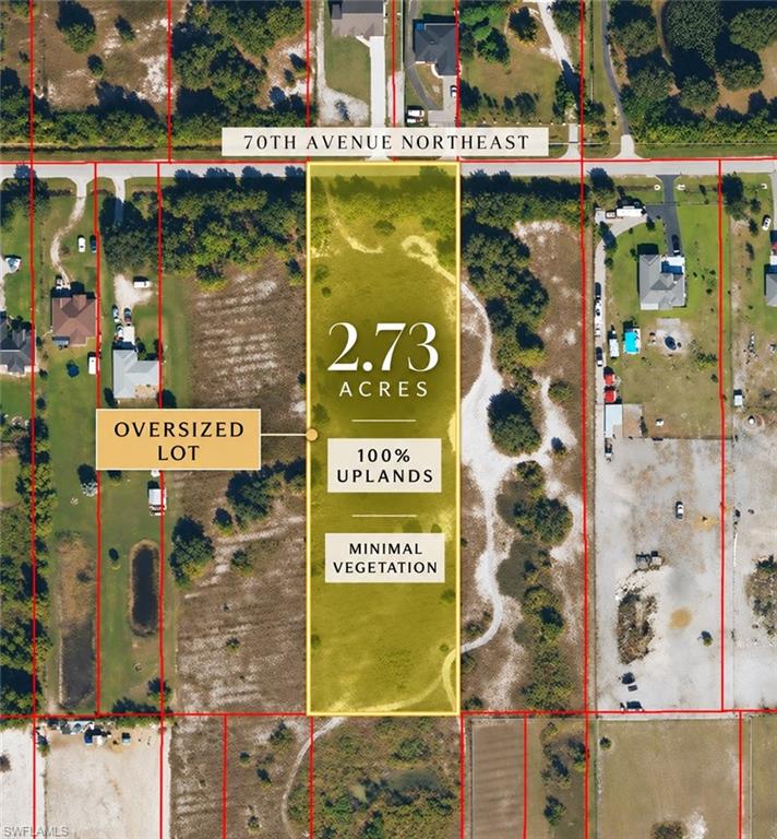 **100% UPLANDS | OVERSIZED 2.73-ACRE LOT | MINIMAL VEGETATION!** Directly in front of 3839 70th ave ne

An exceptional opportunity to build your dream home on this oversized 2.73-acre parcel in Golden Gate Estates! Offering more space than the typical 2.5-acre lot, this property provides additional room for a custom residence, pool, detached garage, workshop, or other improvements, subject to applicable regulations. The lot is predominantly cleared, with minimal vegetation, making site preparation easier and potentially more cost-effective. Enjoy the added space, flexibility, and privacy of acreage living while benefiting from the potential savings on initial land clearing costs. A fantastic opportunity to secure a larger parcel with desirable characteristics in Golden Gate Estates!