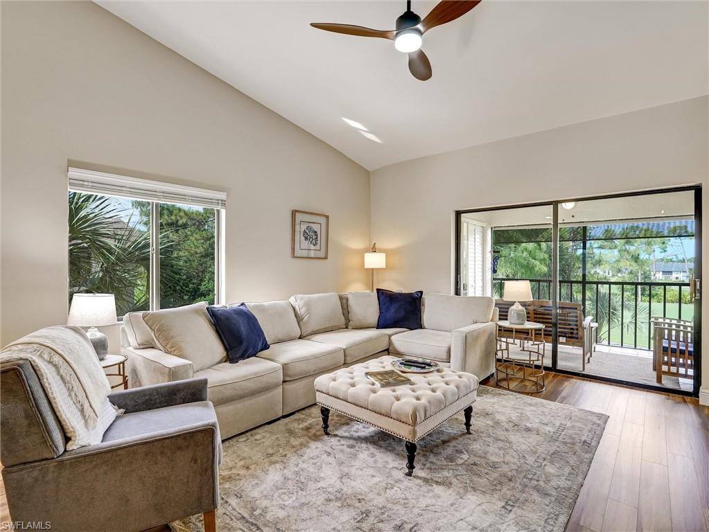 Beautifully updated and move-in ready, this third-floor 2-bedroom, 2-bath furnished turnkey condo in Countryside’s desirable Country Haven
community offers peaceful golf course views and effortless Naples living. Vaulted ceilings and an open great room floor plan create a bright, airy
feel throughout the home, while all new flooring, baseboards, updated trim work, fresh paint, new light fixtures, lights and fans add a modern,
cohesive feel throughout. The renovated kitchen features white cabinetry, quartz countertops, stainless steel appliances including a new
refrigerator, dishwasher, microwave, garbage disposal, and coffee pot, along with a fully stocked kitchen, breakfast bar seating, kitchen coffee
bar, and ample storage for both style and functionality. The spacious screened lanai overlooks the lush fairways and mature landscaping, with
stunning sunsets creating the perfect space to enjoy your morning coffee or unwind after a day in the Florida sunshine. New sectional and lanai
furniture enhance the comfortable, turnkey appeal of the home. The primary suite features golf course views, generous closet space, new
mattresses, and an updated ensuite bath, while the split-bedroom layout provides privacy for guests. The guest bathroom has also been
refreshed with updates throughout, excluding the tub. Some new interior doors and additional thoughtful upgrades complete the home’s
polished feel. Additional features include a covered carport space and new water heater, making this residence ideal as a full-time home,
seasonal retreat, or investment opportunity. Residents of Countryside enjoy an active lifestyle with exceptional amenities including golf, tennis,
pickleball, bocce, fitness center, clubhouse, resort-style pool and spa, putting green, sidewalks, and a vibrant social atmosphere. Conveniently
located just minutes from Downtown Naples, world-class beaches, shopping, dining, and easy access to I-75, this home combines comfort,
convenience, and the best of Southwest Florida living.