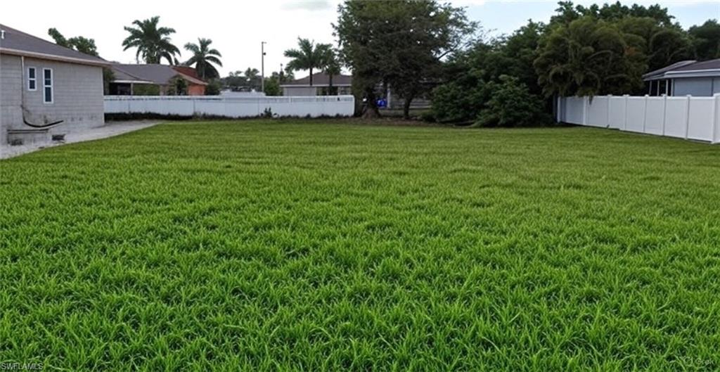 Imagine stepping into your dream retreat on this stunning cleared lot in the heart of desirable Cape Coral, Florida! Picture yourself designing and building your custom single-family oasis, free from the constraints of a gated subdivision or HOA. Envision strolling along the paved road, illuminated by welcoming street lights, while creating your perfect home with access to city water, sewer, and irrigation—ready to bring your blueprint to life. Like many nearby homes, you can easily bring in fill dirt to elevate the property above the flood zone, ensuring peace of mind and compliance with local building standards.

Relax in this vibrant neighborhood, surrounded by the elegant waterfront homes across the street and throughout the neighborhood, adding a touch of prestige to the community. Imagine launching your boat from a nearby public ramp, exploring the open coastal waters, and casting a line to fish its abundant waters. Picture enjoying leisurely days at Four Mile Cove Ecological Preserve, just minutes away, where you’re exploring scenic paths amidst nature. Visualize soaking up the sun on the sandy beaches of nearby Sanibel Island, Captiva Island, and Fort Myers Beach, all within a short drive, offering endless coastal adventures.

Imagine savoring delicious meals at a variety of local eateries, all within easy reach, or shopping for treasures at the Cape Coral Farmers Market and nearby stores along Del Prado Boulevard and Pine Island Boulevard. Feel the joy of welcoming snowbirds or seasonal guests, with Cape Coral’s warm climate year-round. Picture your family thriving with top-rated schools and parks like Jaycee Park nearby, enhancing your lifestyle. Enjoy the freedom of not being in a private community, allowing you to shape your home’s layout and landscape with greater flexibility, with the city maintaining the road and utilities paving the way for your dream home.

Envision the potential for your investment to flourish as Cape Coral continues to grow in popularity, offering a promising opportunity. Seize this rare opportunity to start building and thriving in one of Southwest Florida’s most coveted locations—your future begins here! 

The seller will pay off remaining assessments at closing.