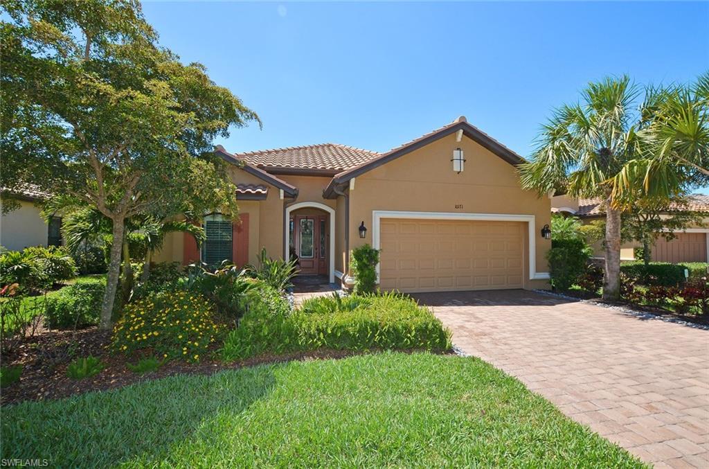 BETTER THAN BUILDING NEW! You will think you are in the model, absolutely gorgeous. This Lazio Floor plan by Taylor Morrison is a two year old single family neighborhood made up of 90 homes. Decorated with a Coastal Flair and loaded with upgrades and sitting on a nicely landscaped oversized lot. Travertine tile throughout living area, Gas stove, water heater, pool heater and grill. Granite counters in kitchen and bathrooms, sit around Center Island in kitchen, GE Café Appliances, Wine cooler,Cream cabinets with Hazelnut glaze, Pantry,California Closets throughout, Decorator Fans and lighting, Extra TV Mounts in Den and on Lanai, 6" Baseboards, Tray ceilings in Master bedroom, A Walk Through Shower and Duel sinks in Master bath Great Room and Entry have double crown molding, Security System, Plantation Shutters throughout, Built in cabinets in Garage, The pool area, with brick pavers and a southern exposure, is perfect for entertaining with an Outdoor kitchen and plenty of deck space for lounging in the sun. Electric Shutters on Lanai. This house can be bought furnished (furniture and rugs only) for extra monies. Ideal location at the end of Coconut Rd in The Brooks.