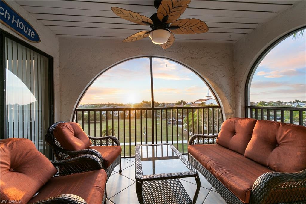 Experience the best of the Marco Island lifestyle at Anglers Cove, one of the island's most sought-after waterfront communities. This fifth-floor corner residence is among the largest one-bedroom floor plans in the community, offering the perfect blend of comfort, privacy, and investment potential. Sold furnished, this move-in-ready condominium features thoughtful updates, including new impact windows, a refreshed bathroom, newer kitchen appliances, a new A/C system, a water heater installed in 2023, and a keyless entry system for added convenience. Wake up to island breezes, unwind on your private screened lanai, and enjoy spectacular sunset views from the peaceful corner location. Whether you're searching for a full-time residence, seasonal getaway, or income-producing vacation rental, this property checks every box. Anglers Cove's flexible weekly rental policy makes it one of Marco Island's premier investment opportunities. Residents enjoy an exceptional resort-style lifestyle with two heated swimming pools, relaxing spas, tennis courts, an on-site tiki bar and restaurant, and rentable boat slips with direct Gulf access. The low monthly condominium fee includes electric, cable, internet, water, sewer, and trash, providing outstanding value and convenience. Ideally located just minutes from Marco Island's world-famous beaches, waterfront dining, shopping, Publix, Starbucks, and local attractions, this condo offers the opportunity to enjoy everything Southwest Florida has to offer while benefiting from excellent rental potential in one of Marco Island's most desirable communities.