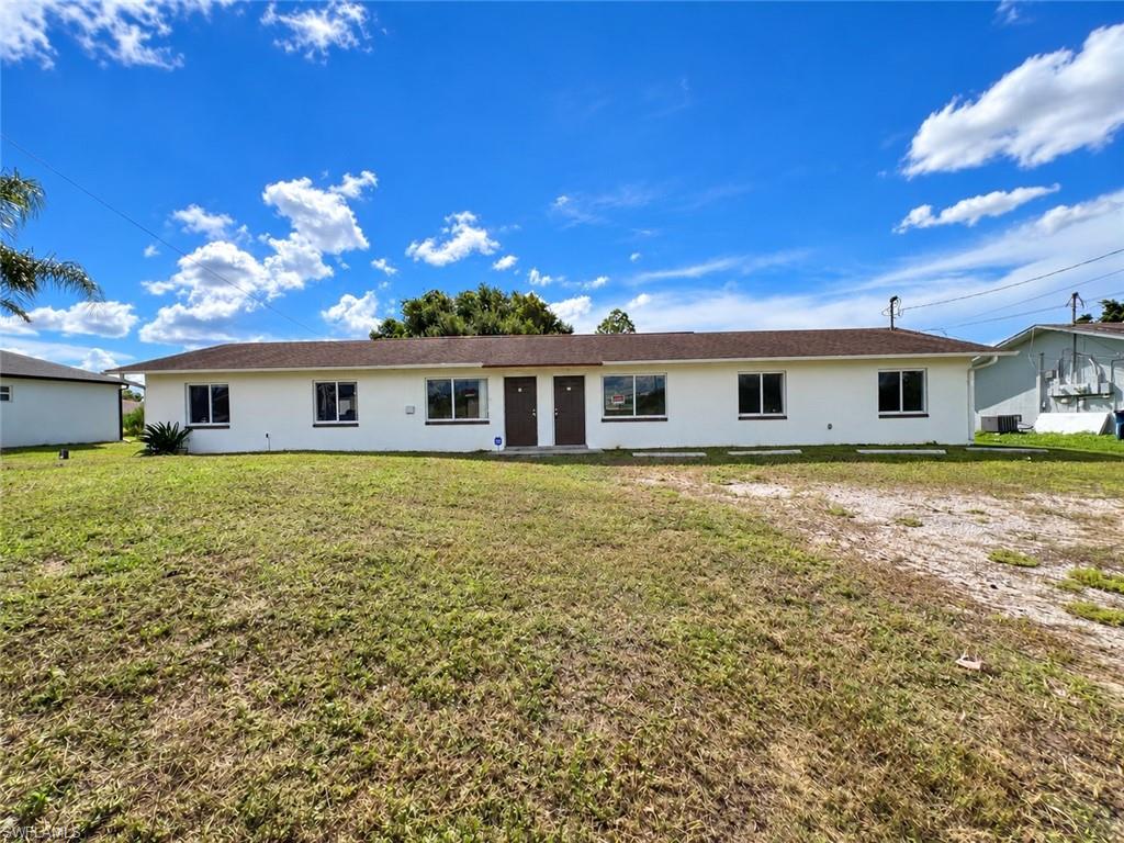 Exceptional value for a duplex with two 3-bedroom, 2-bath units in Lehigh Acres! CBS construction with approximately 1,027 square feet of living area per side, featuring an open great room layout, tile flooring throughout, kitchens with breakfast bars, and interior laundry areas. Unit 714 has updated tile flooring, white shaker-style kitchen cabinets and granite countertops. Roof replaced in 2015 and A/C systems replaced in 2019. Well-positioned near everyday conveniences, the property is approximately 5 miles from the nearest Publix, with shopping, dining and schools nearby. Florida SouthWestern State College is approximately 14 miles away, Florida Gulf Coast University is 13 miles away, and Southwest Florida International Airport is 12 miles from the property. Located approximately 2 miles from The Club at Westminster, a public 18-hole championship golf course with practice facilities and a full-service restaurant. Convenient access to State Road 82, I-75 and Fort Myers adds to the location's appeal. Whether you're an investor seeking rental income or looking for a multifamily living arrangement, this property offers flexibility and potential at a competitive price. Take a look!