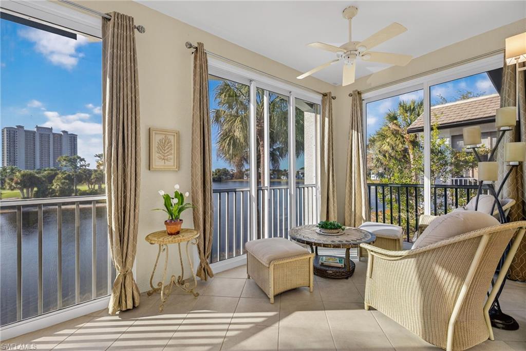 If a gorgeous, western lake and sunset views sounds perfect to you, welcome to this 2nd-floor coach home that lives like a single-family residence in Merano at The Colony. This home, with a private elevator, has recently installed category 5 UV protected windows creating an enclosed lanai providing almost 3,000 total square feet of living space. The bright and sunny kitchen allows for informal dining while taking in the water views while the formal dining area lends itself to easy entertaining with a wet bar adjacent to the space. The split floor plan allows for privacy with 2 guests suits and cozy den for quiet reading or movie night utilizing the TV/sound with a Sony sound system with five quality UTL speakers. The bonus room at the front of the home allows for a small office or extra storage. The enclosed lanai looks over the natural landscape teeming with wildlife enjoying the large pond. With it’s large, oversized 2-car garage and ability to grill outside the front of the home,
this condo gives you all of the benefits of a single-family without the hassle. Additionally, the home is located in an ‘X’ flood plain. Merano neighborhood was updated in 2024 with new roofs, gutters, exterior lighting and fresh paint color. Merano HOA fee remains the lowest for condo homes in the Colony. There's no milestone requirement for this community. Amenities for Colony residents include dining at the Colony’s private and newly renovated Bay Club with unparalleled views of Estero Bay and kayak park. Pelican Landing amenities included in the HOA- private beach park with boat shuttle access from the community, tennis center, pickle-ball, bocce, attended fitness center and kayak park. Optional golf and sports memberships may be available at the Colony Golf Club and The Nest Country
Club. Nearby there is the large, popular Coconut Point Mall and fabulous restaurants. Merano is a secure, gated community minutes away from Naples and Fort Myers, about 3 hours by air from New York, Chicago, and Toronto, and 20 minutes from the Ft Myers airport.