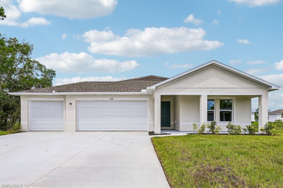Discover modern living with the Biscayne Plan a charming single-story home. The open design seamlessly connects the Living, Dining, and Kitchen areas. The chef’s dream kitchen features sophisticated cabinetry, elegant quartz countertops, and stainless steel appliances, including a smooth-top range, microwave hood, and dishwasher. The expansive primary suite offers a private bath with dual vanity sinks and a spacious walk-in closet. With three additional bedrooms, a whole secondary bath, and a THREE-CAR GARAGE, this home is perfect.. Energy-efficient Low-E insulated dual-pane vinyl windows and a one-year limited warranty ensure comfort and peace of mind. Located near Fort Myers, Naples, & Cape Coral, offering residents access to various amenities, including shopping, dining, medical services, and cultural events. Lehigh Acres offers numerous opportunities for outdoor enthusiasts. The many parks, lakes, and green spaces in Lehigh Acres make it great for walking, biking, hiking, and birdwatching. Additionally, Hendry Creek and nearby Lake Okeechobee provide options for fishing and water activities, while the beaches of Southwest Florida are easily accessible.