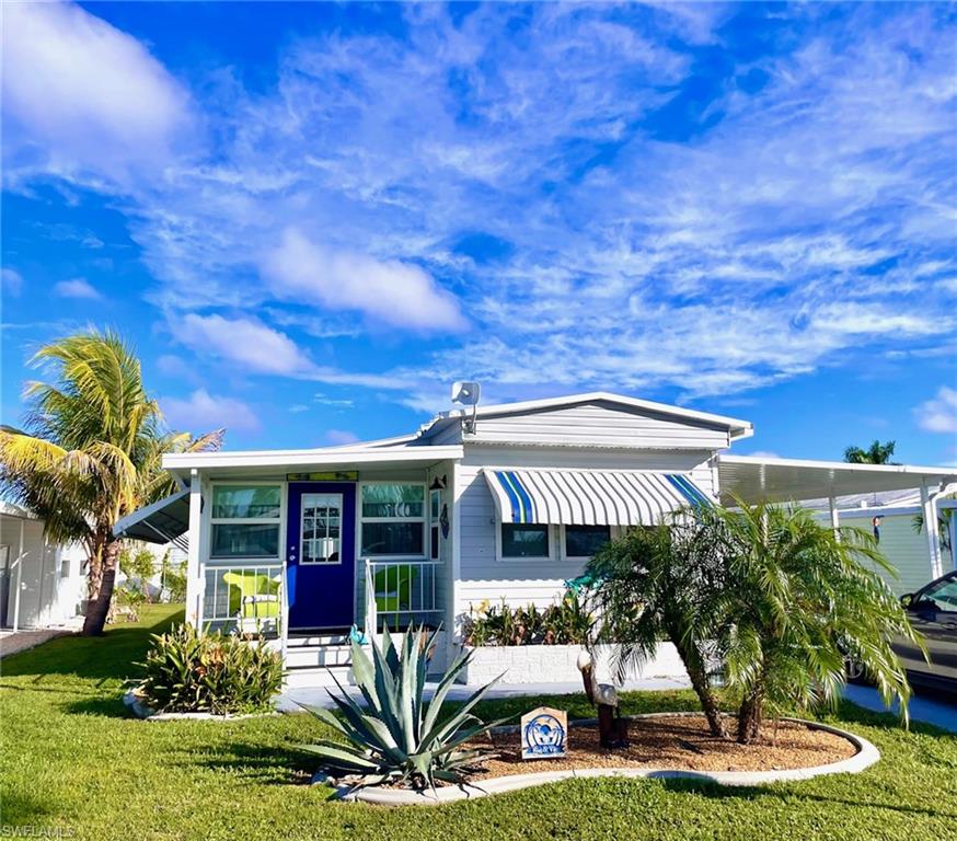 Light, bright, and full of coastal charm! This beautifully updated 2-bedroom, 2-bath manufactured home offers 820 square feet of inviting living space in Thunderbird Mobile Home Park, a 55+ community where you own both the home and the lot. Renovated after Hurricane Ian, the home features new windows, ceilings, and ceiling fans, complemented by tasteful décor and a cheerful color palette.

Enjoy a spacious Florida room, covered carport, outdoor seating area, and dedicated laundry room. Whether you’re seeking a year-round residence or a seasonal retreat, this charming home offers easy Florida living approximately 2.5 miles from Fort Myers Beach, with shopping, dining, golf, and parks nearby.

Brand new mini-split AC unit installed this week with 10 year warranty, transferable to new owners. Internet paid for life.

Thunderbird’s amenities include a community pool, party pavilion, shuffleboard, bocce ball, horseshoes, clubs, and regularly scheduled social activities. With a low HOA fee of $100 per month and land ownership included, this property offers an appealing opportunity to enjoy the Southwest Florida lifestyle. You will be surrouhded by delightful neighbors and strong community spirit, with fun activities to enjoy year round.