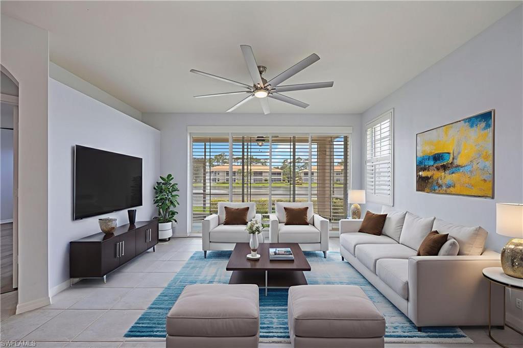 Easy access to this first floor, end unit with a southern lake view.  Freshly painted!  Tile in common areas and new LVP flooring in all bedrooms!  Kitchen features a breakfast nook, which could also be used as an office area, granite countertops and stainless appliances.  This open floor plan 3 bedroom, 2 bathroom layout with a large great room / dining area allows you to decide how to best to use the space to fit your lifestyle.  Master bedroom with 2 separate closets.  En suite bathroom offers a large vanity with 2 sinks, separate soaking tub and shower.  Guest bedrooms and bathroom are located on the opposite side of the condo for maximum privacy.  Plentiful storage throughout the home, including multiple linen / supply closets.  Generous laundry room with storage cabinets and closet.  Building roof replaced in 2023.  One car detached garage.  Wilshire Lakes offers 2 newly-renovated clubhouses and pools -- with the Wilshire Pines pool, spa and clubhouse just steps away!  It's almost like your own private pool.  Other amenities include a basketball court, barbecue area, community room, fitness center, internet access, and tennis courts.  In the heart of North Naples, Wilshire Lakes is a pet-friendly, gated community. Next door to North Collier Regional Park, where miles of scenic nature trails, top-tier sports facilities, a water park, and the Golisano Children's Museum await. Plus, you’re less than five miles from the breathtaking white-sand beaches of the Gulf.  With endless shopping and dining options in every direction and convenient access to I-75 and multiple international airports, this is the perfect place to call home.