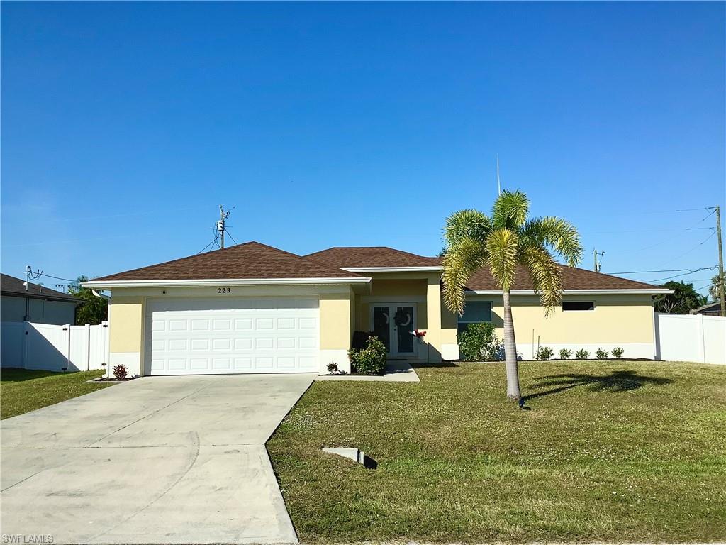BRAND NEW ROOF to be completed in January 2026!! PRICED TO SELL, this beautifully maintained and tastefully designed, home has 4-bedrooms, 2-baths, with a 2-car garage, and is only 8 years young and truly move-in ready! Freshly painted and filled with natural light, the open floor plan features tile flooring throughout for a seamless, elegant flow accented by 5½-inch decorative base molding. The bedrooms are generously sized, offering comfortable living and flexible space for family, guests, a home office or an even a private work out room!

The kitchen showcases granite countertops, a stylish glass tile backsplash, under cabinet lighting and a refrigerator and dishwasher that’s just two years new. The laundry room offers plenty of extra storage with upper cabinets and a convenient closet that can serve as a second pantry or a space for items you’d typically store in the garage. The washer is less than a year old and the dryer is 2 years old.

Both bathrooms feature granite vanities and are beautifully detailed with glass tiled showers. Step outside to a fully fenced backyard—an open canvas ready for your dream pool, garden, or the perfect space to entertain family and friends. The exterior features built-in under-truss lighting, perfect for evening ambiance and added visibility. Ideally located just one mile from the Veterans Bridge and minutes to shopping, dining, medical facilities, and Pine Island Road, with Koza Park within walking distance.

Best of all, this home is NOT in a flood zone, all assessments are paid, and home has impact resistant windows & doors!

What are you waiting for? It’s the perfect time to make this home yours—before it’s gone!