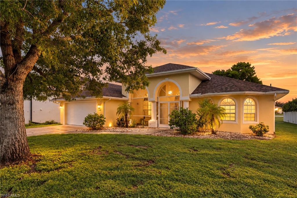 Grab your Prime Southwest Cape Coral Opportunity today!!  Surrounded by Luxury Waterfront Living....
Nestled in one of the most desirable and highly sought-after Southwest Cape Coral neighborhoods, this charming 3-bedroom, 2-bath residence is perfectly positioned across from Gulf access properties.  You will be surrounded by stunning million-dollar homes lining the street an upside for appreciation is tremendous.   Offering a spacious split-bedroom floor plan, soaring volume ceilings, an abundance of windows offering loads of natural lighting, tile flooring throughout.
Owner has put in numerous recent updates and upgrades to give the new owners peace of mind, including a new roof (2023), new hurricane-rated garage door, (2023) new stainless steel kitchen appliances (2023) new washer and dryer, new water heater, and a newer A/C system ( all just a couple years old) The well-designed layout flows seamlessly to an expansive screened lanai, providing the perfect space to relax, entertain, and enjoy Florida's year-round lifestyle.
Beautiful mature landscaping enhances the home's curb appeal, while the exceptional location places you just minutes from shopping, dining, entertainment, and some of Cape Coral's most desirable neighborhood. Families will appreciate the convenience of nearby elementary and middle schools.
Whether you're searching for a primary residence, seasonal retreat, or investment opportunity, this well-maintained home offers incredible value in a neighborhood known for its luxury and premier Southwest Cape Coral location.
Don't miss your chance to own in one of Cape Coral's most coveted areas, where waterfront living and upscale homes define the neighborhood.