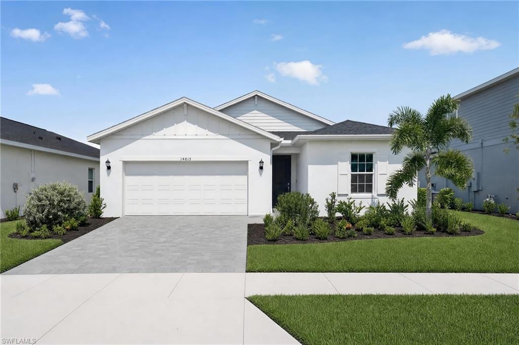 MOVE-IN READY!! Experience seamless resort living at Tuckers Cove at Babcock Ranch, Punta Gorda's only water park-inspired community. This sun-drenched masterplan offers pools, curated events and everything you need to thrive. This stunning single-story home offers 1,933 square feet of thoughtfully designed living space, featuring a spacious 2-car garage with a hurricane-rated door and keyless entry pad for added convenience and security. Step inside to discover an open floorplan where the kitchen, dining room and family room flow seamlessly together, anchored by a chef-inspired kitchen boasting stainless steel appliances, quartz countertops with a 4-inch backsplash and designer cabinetry. Three bedrooms provide flexible living options, including two secondary bedrooms sharing a hall bath and a third with a private bathroom, perfect for guests or family. The owner’s suite is tucked away in the rear corner, complete with a luxurious walk-in shower framed by clear glass and designer tile. Energy-efficient touches like hurricane impact windows, a smart thermostat and a Ring Video Doorbell Pro enhance comfort and peace of mind. With every detail crafted for modern living, this home is sure to attract attention quickly—don’t miss your chance to make it yours! Prices, dimensions and features may vary and are subject to change. Photos are for illustrative purposes only.