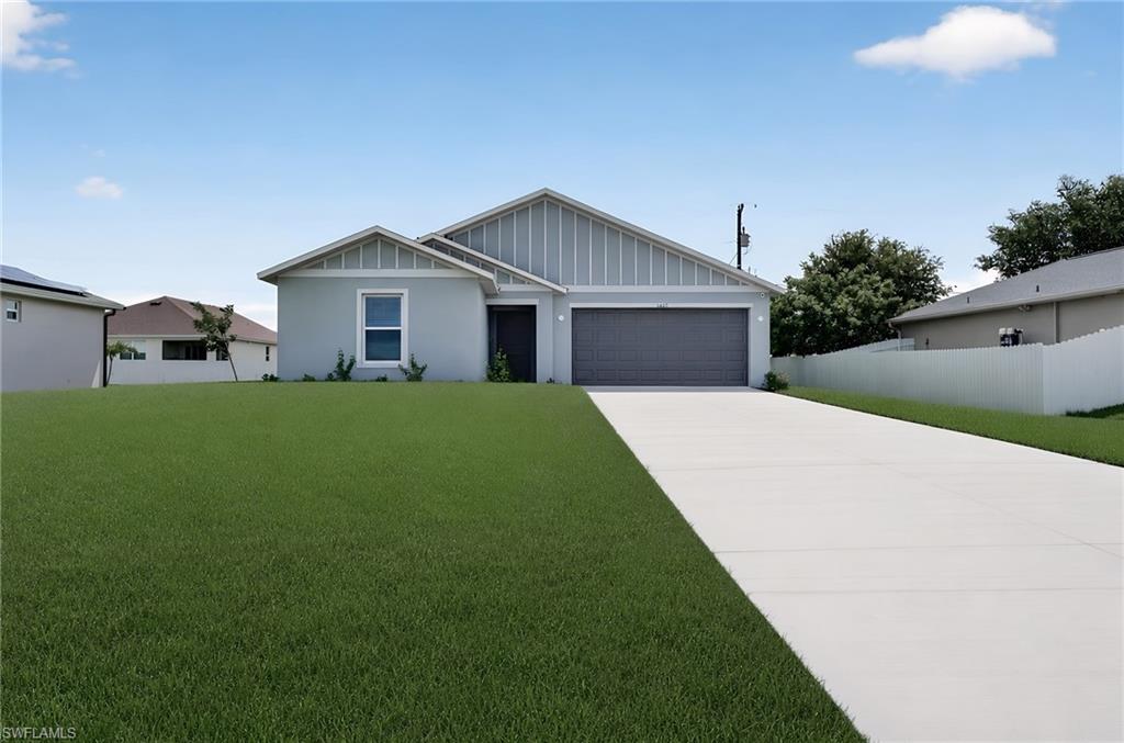 MOVE-IN READY!! Discover the allure of Lennar's single-family homes across Cape Coral, offering waterfront options and the benefits of no HOA fees. This new single-story home is a modern take on a classic design. Down the foyer is a spacious and open-plan family room which has direct access to the cozy dining room, well-equipped kitchen and attached patio, perfect for everyday living. In a private corner is the owner’s suite with a convenient adjoining bathroom, while on the opposite side of the home are three secondary bedrooms to offer restful retreats. Prices, dimensions and features may vary and are subject to change. Photos are for illustrative purposes only.