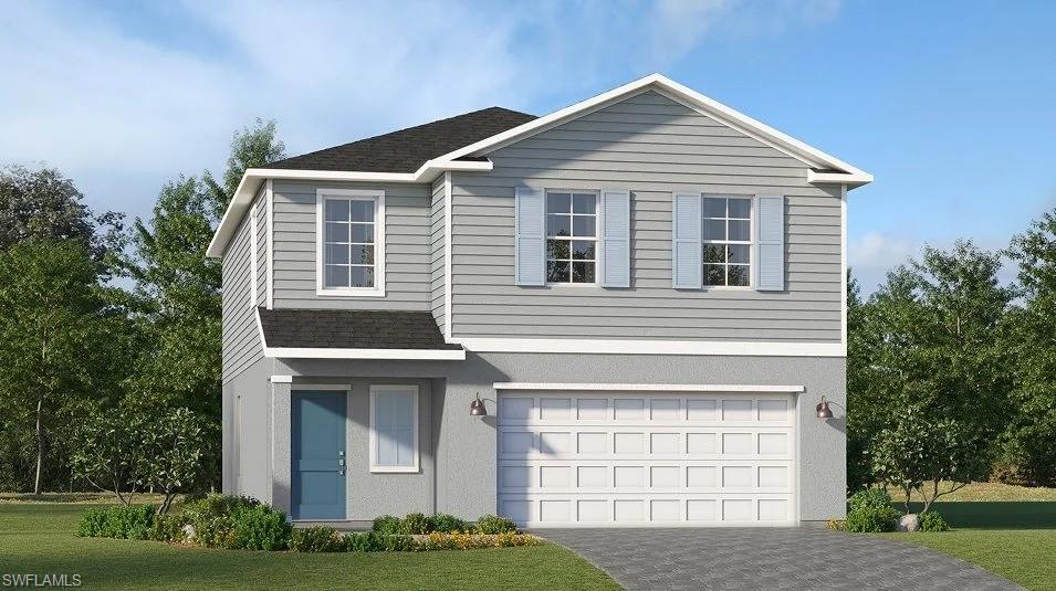 One or more photo(s) has been virtually staged, AI generated or rendered.  MOVE-IN READY!! Step inside this expansive 1,874 square foot two-story home and discover a thoughtfully designed layout perfect for modern living. The open-concept first floor seamlessly connects the kitchen, dining and family rooms, highlighted by stylish Shaker-style cabinetry, quartz countertops and a full suite of stainless steel appliances. Durable ceramic tile flooring and LED recessed lighting create a bright, inviting atmosphere, while sliding glass doors open to the backyard for effortless indoor-outdoor entertaining. Upstairs, a spacious loft provides flexible space between three secondary bedrooms and a serene owner's suite featuring a quartz-topped vanity and full-width mirror. The laundry room comes equipped with a new washer and dryer for ultimate convenience. A hurricane-rated two-car garage with keyless entry and metal storm panels offers peace of mind, while the eco-friendly landscape package and automatic irrigation system keep your yard looking its best. With its impressive features and functional design, this home is sure to attract plenty of attention—don’t miss your chance to make it yours! Prices, dimensions and features may vary and are subject to change. Photos are for illustrative purposes only.