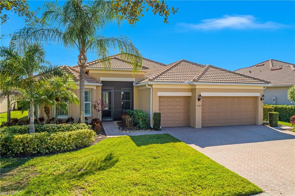 Discover one of the best views in Del Webb Naples at this beautifully maintained 2013 Pinnacle model, offering 3 bedrooms plus a den, 3 full baths, and 2,496 sq ft of gracious living space. Perfectly positioned with southern exposure, enjoy breathtaking lake-to-golf course vistas overlooking the 10th green—golf membership included with purchase!
Step outside to your oversized heated saltwater pool with sun shelf (added 2021), fully screened lanai with roll-down hurricane shades, accordion shutters on windows, and impact-resistant features for peace of mind. Recent upgrades include a 2022 master bath remodel (expanded shower, new counters, custom closet system), new HVAC, exterior paint, luxury vinyl flooring in bedrooms (2021), upgraded stainless appliances with induction cooktop, and a new dishwasher (2025).
Inside, find crown molding throughout, granite counters, under/over-cabinet lighting, pendant lights, custom fans, built-in cabinets, walk-in closets, and a spacious 3-car extended garage with epoxy floor and insulated garage door. The split-bedroom great room floor plan flows seamlessly to the screened lanai and pool area—ideal for relaxing or entertaining.
Nestled in the friendly, gated Del Webb Naples 55+ community, enjoy resort-style amenities: 18-hole golf course, clubhouse, fitness center, pools, spa, tennis/pickleball/bocce courts, dog park, billiards, library, restaurant, and more. HOA covers lawn maintenance, cable, irrigation, and recreation.
This move-in-ready gem combines luxury upgrades, unbeatable views, and an active lifestyle in one of Naples' most welcoming communities. Brand new golf cart available separately for sale. Don't miss this amazing opportunity!