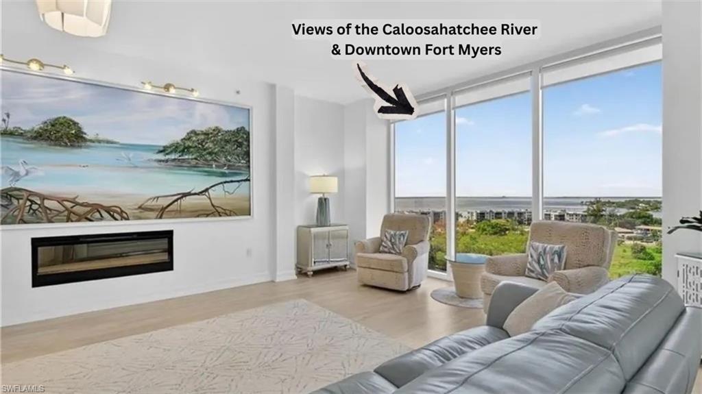 Fully Furnished with Curated, High-quality material and finishes, this residence also includes
premium features such as two built-in safes, providing both comfort and peace of mind. Perched on the 10 th floor of North Star Yacht Club, this
exceptional waterfront residence delivers a level of luxury, design, and panoramic beauty rarely offered in Southwest Florida. Walls of floor-to-ceiling glass frame sweeping, unobstructed views of the Caloosahatchee River and the Downtown Fort Myers skyline, creating
a dynamic backdrop of sunrises, shimmering water, and evening city lights.
This 3-bedroom, 3-bathroom residence has been thoughtfully enhanced with high-end materials and custom craftsmanship throughout. The
chef-inspired kitchen showcases quartz countertops, premium cabinetry, and a uniquely designed dual-access pantry, offering both elegance
and everyday functionality. Every closet features custom-built organization systems, while a discreetly integrated office space adds versatility
without compromising design.
The main living area is anchored by a sleek fireplace, perfectly complementing the open-concept layout and enhancing the ambiance of the
expansive water views.
The primary suite is a private sanctuary, complete with its own balcony overlooking the river and skyline, dual walk-in closets, and a refined,
spa-like atmosphere. A second outdoor living space captures a more intimate setting—ideal for enjoying the marina below as boats glide in and
out, delivering a true waterfront lifestyle experience.
Residents of North Star Yacht Club enjoy a resort-caliber lifestyle, featuring a 15,000-square-foot clubhouse, lagoon-style pool and spa,
state-of-the-art fitness center, tennis, Volleyball, bocce ball, pickleball courts, and a private marina with direct Gulf access—all within a gated, professionally
managed community. Also provided a Large Dog Park that any dog would appreciate. This particular unit comes with two storage closets (approximately 10x10 and 3x12) and two secure garage spaces! 2 New Approved charging stations being installed!
Ideally positioned just minutes from the River District of Downtown Fort Myers, this location offers seamless access to fine dining,
entertainment, and cultural experiences—while maintaining a serene, waterfront setting.
A rare offering where elevated design, exceptional views, and refined coastal living converge.