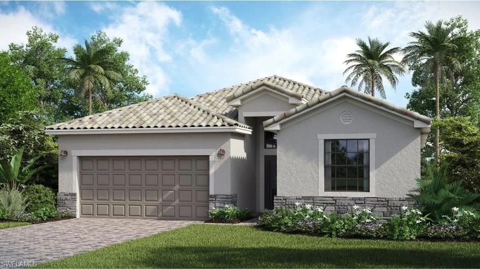 One or more photo(s) has been virtually staged, AI generated or rendered.  Valencia Golf & Country Club is a gated community of new single-family homes for sale, tucked away in a quiet corridor of one of Southwest Florida’s fastest growing areas. This single-story home offers versatile living, with an open design among the dining room, kitchen and family room, which lead to a covered lanai for outdoor experiences. Surrounding the space are all four bedrooms, including the lavish owner’s suite with an adjoining bathroom and a large walk-in closet. A versatile two-car garage completes the home. Prices, dimensions and features may vary and are subject to change. Photos are for illustrative purposes only. Estimated delivery date is Dec 2026/Jan 2027.