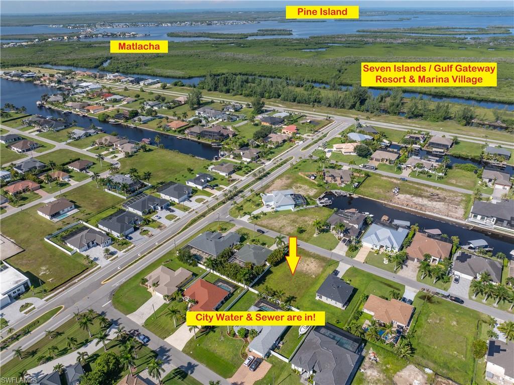 PRIME NW CAPE CORAL BUILDING LOT | EASTERN EXPOSURE | CITY WATER & SEWER | LOW REMAINING ASSESSMENT | SURROUNDED BY NEW CONSTRUCTION
Build your dream home on this beautiful vacant homesite in highly desirable Northwest Cape Coral! This property is ready for new construction and offers the convenience of newly added city water and sewer, with only a very low assessment balance remaining—a significant advantage for buyers looking to build.
Enjoy desirable eastern exposure, perfect for welcoming the morning sunrise while allowing the property to benefit from less intense afternoon sun and cooler, more comfortable evenings—an ideal orientation for a future pool, lanai, and outdoor living space.
Located in an area surrounded by newly constructed and actively building homes, this property offers the opportunity to create a brand-new residence in a growing area and offers quick and convenient access to Pine Island Road and Burnt Store Road, making shopping, dining, groceries, schools, medical services, parks, and everyday necessities easily accessible. 
 Crystal Lake Park is nearby and offers a 45-acre park with a scenic lake, walking paths, recreational areas, a beach area, playground, fitness stations, picnic areas, and a boat/kayak launch, providing an exceptional recreational amenity practically at your doorstep. The area's future appeal is further enhanced by the nearby Seven Islands / Gulf Gateway Resort & Marina Village development. The approved waterfront project is planned to bring a new destination featuring residential opportunities, a hotel, marina, waterfront dining and retail, recreational amenities, entertainment, and public spaces to Northwest Cape Coral
You'll also be close to Matlacha and Pine Island, offering easy access to waterfront restaurants, local shops, galleries, fishing, boating, and the laid-back island lifestyle of Southwest Florida.
Whether you're looking to build your primary residence, seasonal retreat, or investment property, this homesite offers an excellent opportunity.