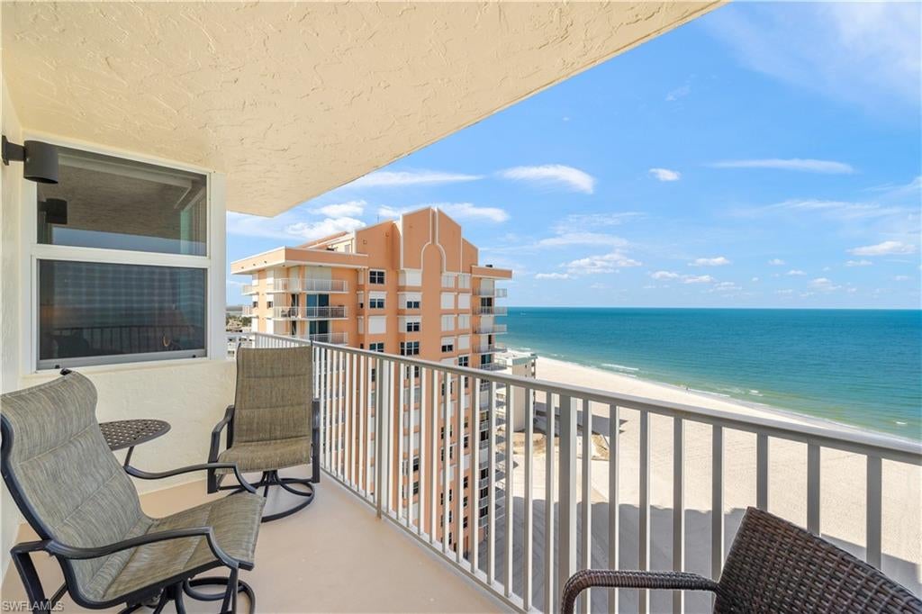 Updated 1 bedroom, 1 bathroom penthouse unit located directly on the Gulf of America with panoramic water views. This top-floor residence features new hurricane-impact glass for enhanced safety and energy efficiency. Interior updates include modern finishes and an open living/dining layout designed to maximize natural light and showcase the waterfront setting. The spacious bedroom offers ample closet space, and the unit is positioned to provide privacy and unobstructed sunset views. Ideal as a primary residence, vacation home, or investment property. Property has strong rental history with great rental income potential.