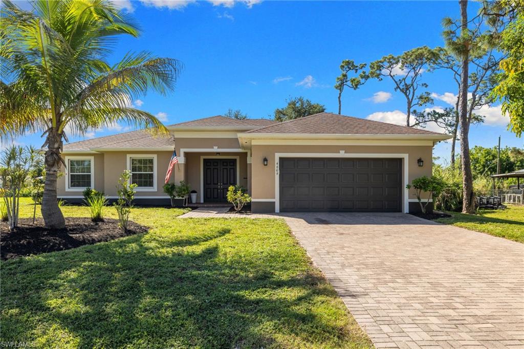 Out of 10 listings under 550k in Bonita Springs - in non HOA communities with a 2 car garage, this home is 1 of 2 that is West of Tamiami. Welcome to this well maintained, freshly painted inside and out, 3-bedroom plus den home in desirable and voluntary HOA El Dorado Acres, west of Tamiami Trail. Wide entrance and spacious landing! No HOA restrictions. Freshly landscaped and has gutters all around. Built in 2015 (X500 flood zone) and offering a flexible open floor plan with high ceilings, the fully enclosed den with glass French doors provides the perfect space for a home office, flex room, or optional fourth bedroom. Most definitely room for a pool! Double entry doors and a wide foyer welcome you into a bright, open living space featuring wood-plank tile throughout the main living areas and primary suite. The kitchen is finished with granite countertops, upgraded cabinetry, stainless steel appliances, and a walk-in pantry. The spacious primary suite offers two walk-in closets, while the primary bath features dual sinks, a soaking tub, and separate shower. Step outside to enjoy the large, fully fenced backyard, expansive screened lanai, and pergola, which is an inviting setting for entertaining, relaxing, and enjoying Southwest Florida's Gulf breezes and beautiful sunsets. Facing south. Additional features include an oversized two-car garage with epoxy flooring, brick-paver, long, driveway and covered and screened lanai, automatic irrigation. With no HOA fees and no rental restrictions, the property offers tremendous flexibility as a primary residence, seasonal retreat, or investment property. Located west of Tamiami Trail, the home is just minutes from Woodfield Estero and its future retail shops, restaurants, office space, hotel, and walkable green spaces, creating a vibrant new destination in the heart of Estero. Also close to Coconut Point Mall, the public boat ramp at the end of Coconut Road, Barefoot Beach, Miromar Outlets, restaurants, shopping, FGCU, and Southwest Florida International Airport. With convenient access to everything Southwest Florida has to offer while maintaining the privacy and character of El Dorado Acres, this home delivers an exceptional combination of location, flexibility, and lifestyle. One thing I love about this community is that each property has its own unique character, architectural style, and personality, creating a neighborhood that feels authentic rather than cookie-cutter. It's that individuality that gives the community its charm and makes every home feel truly special.