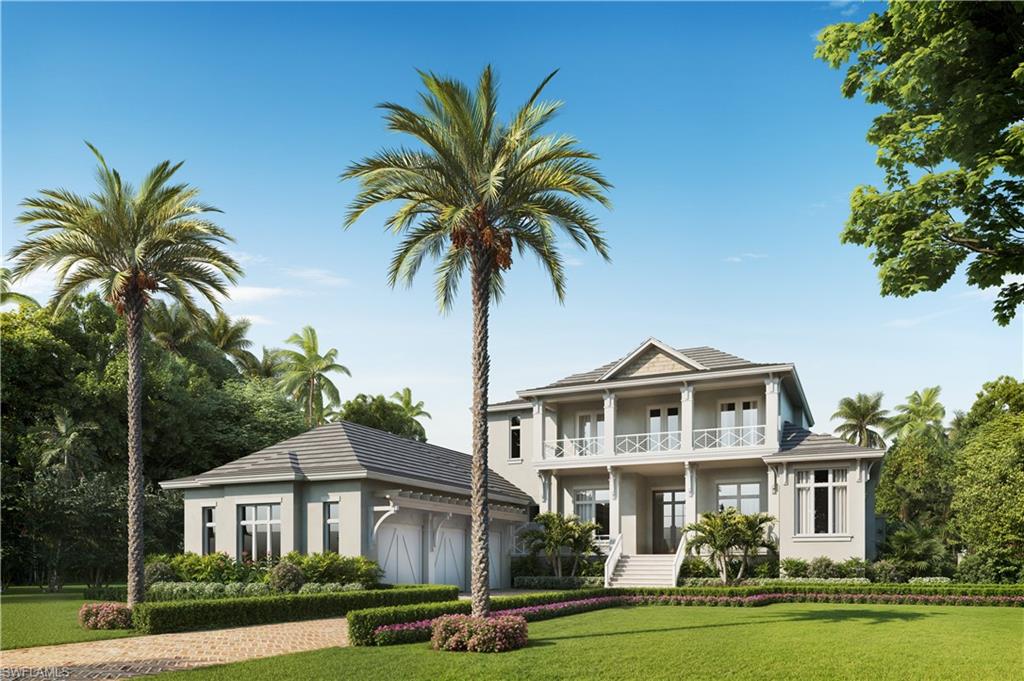 One or more photo(s) has been virtually staged, AI generated or rendered.  Coastal elegance meets refined estate living in this exceptional custom residence in The Moorings. Built by Asta Homes, architecturally designed by JMDG, and interiors curated by Clive Daniel, this remarkable home is set on an oversized .45-acre lot in one of Naples’ most coveted locations, west of Crayton Road and south of Mooring Line Drive. Just moments from the private Moorings Beach Club, the property enjoys an enviable setting surrounded by substantial homes on generous lots. Designed for sophisticated living and effortless entertaining, the residence offers five spacious bedrooms, each with a private en-suite bath, along with a massive executive office and three distinct living spaces—two on the main level and an additional living area upstairs. Two guest suites are located on the first floor, while two additional guest bedrooms occupy the second level, providing exceptional flexibility for family and guests. The heart of the home is a spectacular chef’s kitchen featuring an expansive island, custom cabinetry, high end appliances, a generous butler’s pantry, and a dedicated bar area. Throughout the residence, rich wood beams, intricate ceiling details, and elegant chevron-patterned flooring create a warm, sophisticated coastal aesthetic, complemented by beautifully built in cabinetry and finishes by Elegante Wood. The primary suite is a private retreat, featuring a spa-inspired bath with both indoor and outdoor showers and a seamless connection to the outdoor living spaces. Two covered outdoor living areas provide ideal settings for dining, entertaining, or relaxing poolside. The resort-style pool enjoys all-day sun, while the massive side yard offers an uncommon amount of outdoor space and privacy. Additional highlights include a three-car garage and two separate laundry rooms, adding everyday functionality to the home’s impressive scale. With exceptional curb appeal, thoughtful architectural detail, and an oversized lot in an extraordinary Moorings location, this is a true estate home offering the best of Naples coastal living. Minutes from 5th Avenue, Third Street S, Waterside Shops, private golf clubs, and more. Completion date December 2026.