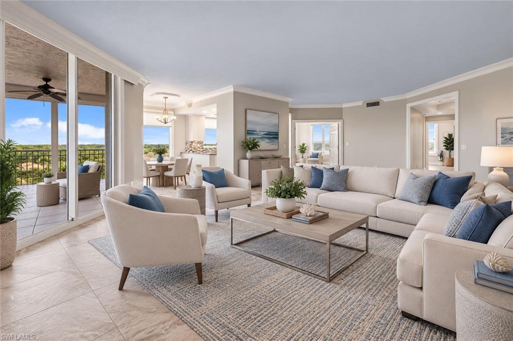 One or more photo(s) has been virtually staged, AI generated or rendered.  Enjoy panoramic, unobstructed views of Little Hickory Bay and the Gulf from this beautifully updated three-bedroom, two-and-a-half-bath corner residence in Tower Pointe at Arbor Trace. Situated on the sixth floor in the coveted ’08 stack, this home features northwest exposure, beautiful coastal vistas, and abundant natural light. Tastefully updated kitchen and baths, wood flooring in the bedrooms, and fresh interior paint create an inviting coastal retreat. Additional features include electric storm shutters and extra air-conditioned storage.

Arbor Trace is a pet-friendly, 55+ independent living community offering an exceptional blend of condominium ownership, resort-style amenities, and convenient services. Enjoy a heated pool and spa, fitness facilities, pickleball, bocce, billiards, libraries, a hair salon, guest suites, and an active social calendar. Tower Pointe’s 17th-floor sky club provides a spectacular setting to relax and connect with neighbors, while the 36,000-square-foot clubhouse offers on-site fine dining. Local transportation, optional housekeeping, and 24-hour in-residence emergency monitoring add everyday convenience and peace of mind. On-campus assisted living at Arbor Glen offers an additional option for future needs. Discover scenic coastal living with the comfort, connection, and convenience of Arbor Trace.