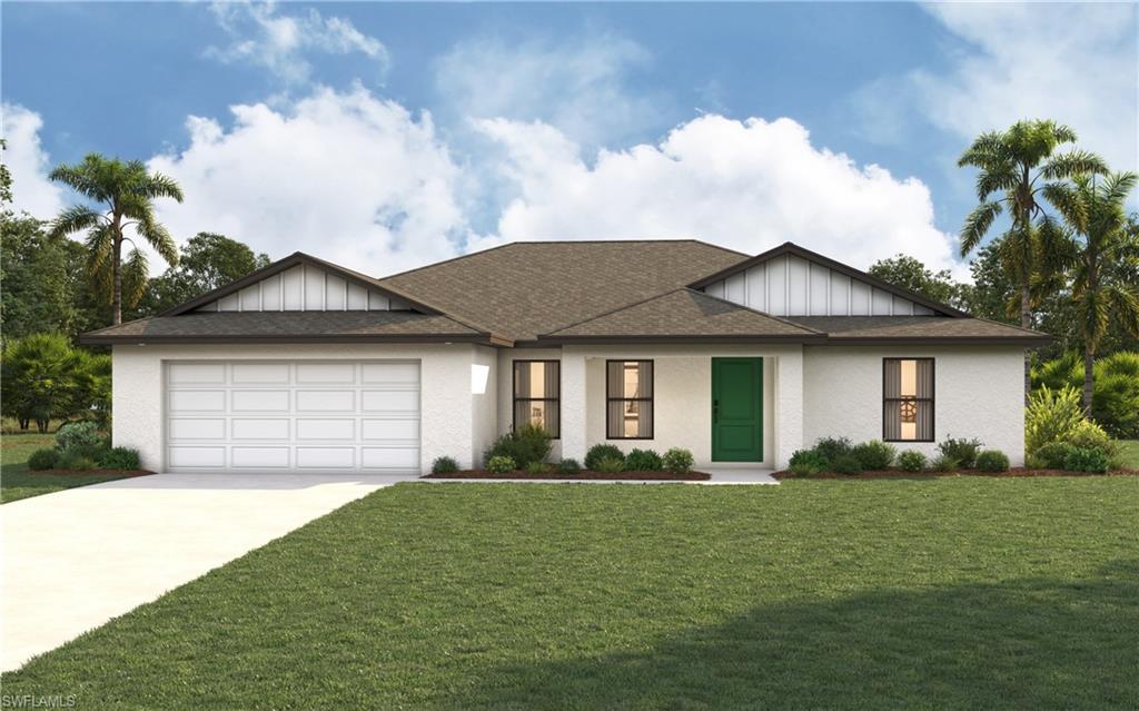 New construction - Move-in Ready! CITY WATER/SEWER HOMESITE – ALL ASSESSMENTS PAID! SPECIAL INCENTIVES: 4.99% Fixed interest rate on FHA/VA 30-yr fixed loan with up to $13k closing costs/prepaids paid by builder – OR – get up to $16k toward closing costs, rate buydowns, and prepaids when using preferred lender and title. The St. Augustine blends elegant design with everyday functionality, offering the perfect balance of indoor comfort and outdoor living. A welcoming covered front porch leads into the heart of the home, where an open-concept layout with a vaulted ceiling creates a sense of spaciousness and flow. The dining area with double windows, gourmet kitchen with a freestanding island and pantry, and expansive Great Room with sliding glass doors all work together to maximize natural light and create an inviting atmosphere. Step outside to the large covered lanai—ideal for relaxing or entertaining. The private Primary Suite is a true retreat, featuring two generous walk-in closets and an en-suite bathroom with a dual sink vanity, a tiled walk-in shower, and a large linen closet for added convenience. On the opposite side of the home, three additional bedrooms provide flexibility for family, guests, or the perfect home office. Additional features include: Quartz countertops in kitchen and baths, Shaker-style cabinetry with soft-close doors, stainless steel kitchen appliance package, upgraded plank tile flooring in main living areas, hurricane-impact windows and doors, covered entry, and an attached 2-car garage with direct access to the laundry room. Pictures, renderings, & virtual tour are of similar home & are used for display purposes only.