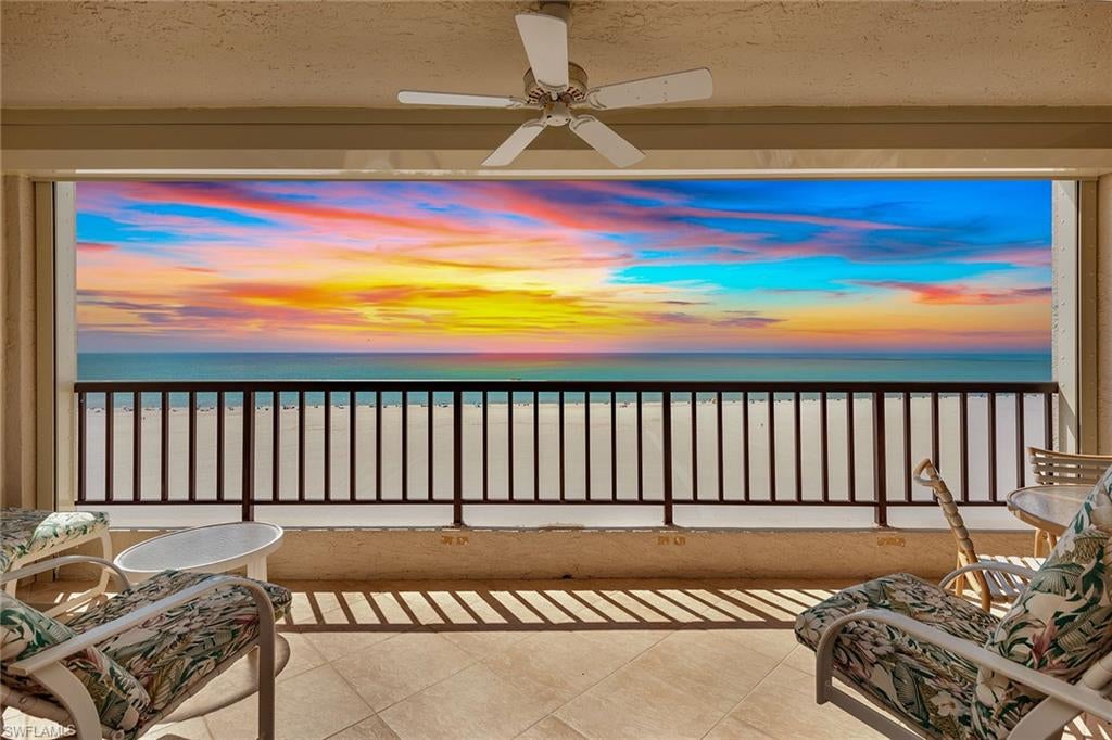 Commanding a premier beachfront position, this exceptional Gulf-front residence captures sweeping, unobstructed views and the kind of sunsets that define the Marco Island lifestyle. Rarely available and sought after, this front-facing condominium offers just under 1,500 square feet of refined coastal living, with two bedrooms and two baths designed for comfort and sophistication. From moment you enter, the focus is clear, endless water views. A beautifully appointed chef's kitchen is positioned to overlook the Gulf, elevating everyday living and entertaining alike. Whether gathering at the breakfast bar or hosting in the dining area, every space is designed to maximize light, views and connection to the outdoors. The primary suite serves as a private sanctuary, opening directly to an expansive lanai where rhythm of the waves and the glow of evening sunsets create an unparalleled setting. The spa-inspired bath features a soaking tub, separate walk-in shower and generous proportions that enhance the sense of retreat. Residents enjoy a curated collection of resort-style amenities, including a striking beachfront pool near the sand, a fully equipped fitness center, and pickleball and tennis courts. A well-appointed community room offers an elegant space for gatherings and entertaining. Along six miles of pristine, sugar white beach, this is more than a residence, it is a rare opportunity to own a front-row seat to one of Southwest Florida's desirable coastal settings, where luxury living meets effortless elegance.