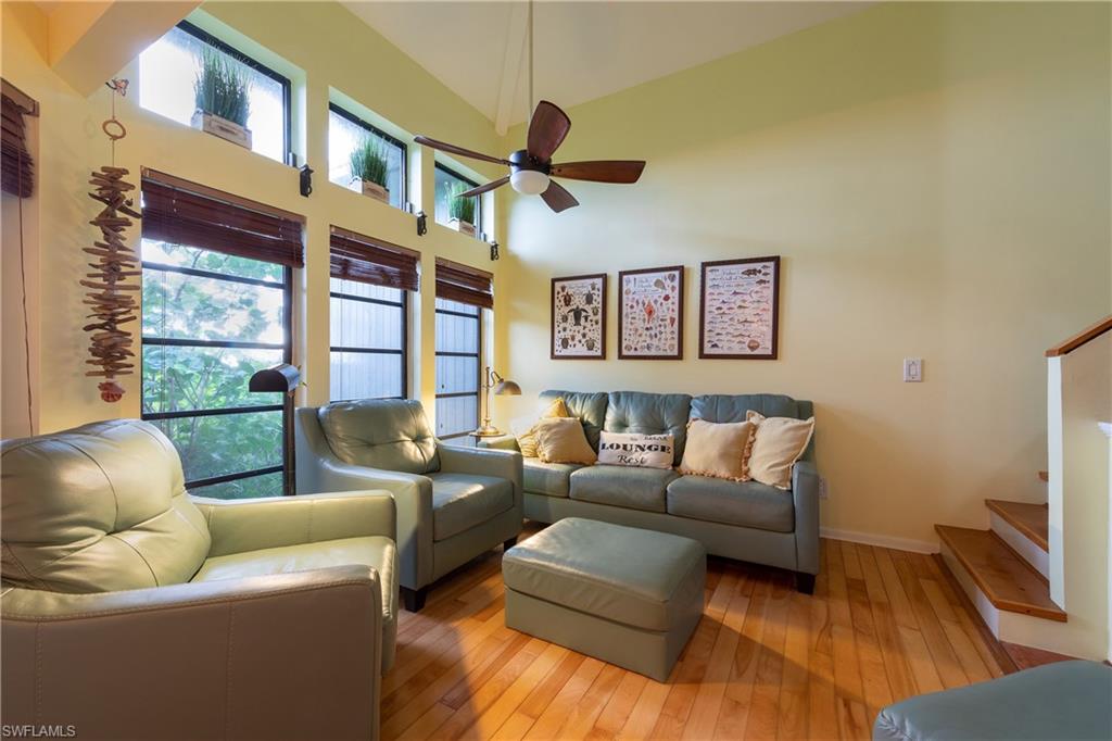 Steps from the water! You can hear the bay waters gently sloshing against the shoreline from the front deck. Enjoy beautiful bay views from the front screened-in deck and watch the boats come and go from Safety Harbor. Relax to the sounds of the cheerful sea birds that soar over Safety Harbor and watch the dolphins swim in the bay. This meticulously maintained townhouse has gorgeous views of Safety Harbor. New roof in 2023. The master suite has an updated bathroom with walk-in shower, and there is a peaceful screened-in sitting area right off the master bedroom. Two adorable bedrooms are upstairs, with sweeping bay views from one of the upstairs bedrooms. The lower area has brand new flooring, a laundry area, and full golf cart garage to park your golf cart (included). The community dockage is just steps away from the front door, with additional slips available at the community wharf where you will find a fish cleaning station and plenty of docks to fish from. Also steps away from the front door is a lovely bay beach where you can launch your kayak (included) or go fishing. Membership with Safety Harbor Club includes a community heated pool, tennis and pickle ball, private beach access, a restaurant on the water, clubhouse, and miles of pristine, uncrowded, white sugar-sand Gulf beaches. North Captiva is an island with no roads to it, so ride the bi-hourly Island Girl ferry from Pineland Marina to North Captiva and get around the island on golf carts. This unique feature of the island makes it particularly peaceful and attractive.