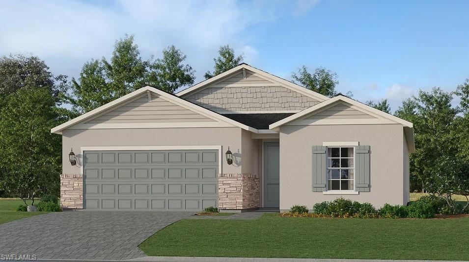 Surrounded by lakes and marshes, Portico is a masterplan community in the popular city of Fort Myers, FL. Enjoy a
community that offers scenic water views and provides several amenities , such as a swimming pool, fitness center, playground and tennis court. This new single-story home is perfect for families who live an active lifestyle. Two secondary bedrooms share a bathroom in the hall at the front of the home, while a third is around the corner with a private bathroom. Down the foyer is the open living area, which includes a kitchen, dining room and family room with a covered patio. The owner’s suite is tucked into the rear corner with an attached bathroom. Prices and features may vary and are subject to change. Photos are for illustrative purposes only. Estimated delivery date is Mar/April 2026.