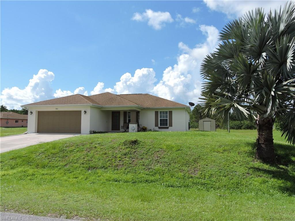 Wow!!! This home is move in ready and has been very well taken care of. This very well cared for home is in a very convenient part of Lehigh Acres on a quiet street and a very short distance to schools, shopping, dining, grocery, and more. The home features a split floor plan with tile in wet areas and carpet in main living and bedrooms. Master bedroom is spacious with two separate walk in closets before entering the master bath. Split bedrooms with the rear guest having its own private entrance to guest bathroom. Den/office with french doors to close off to the rest of the home. Huge 23 x 11 screened lanai on the back of the home with additional covered concrete pad for your barbecue grill. Over-sized yard being almost a third acre. New hot water heater, new well holding tank, and new water softener in July of 2017. Outside AC unit new in 2010. Outside of the home was freshly painted last year! Hurricane impact windows on all windows except sliders which have hurricane shutters. Hip roof for your insurance discount! Kitchen appliances,washer, and dryer stay. Call today to schedule your private showing before its gone! Motivated seller!