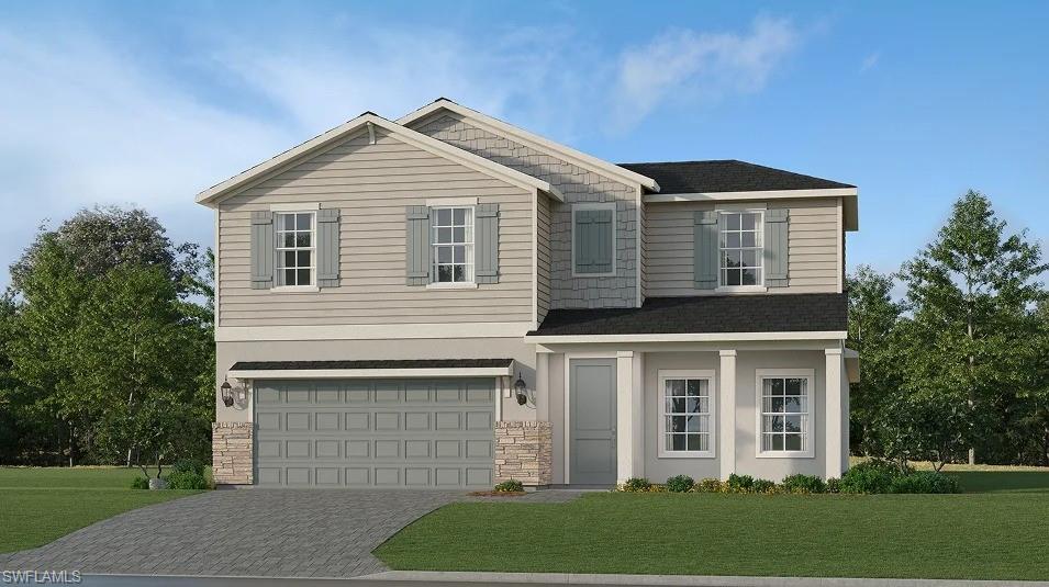 One or more photo(s) has been virtually staged, AI generated or rendered.  Experience seamless resort living at Tuckers Cove at Babcock Ranch, Punta Gorda's only water park-inspired community. This sun-drenched masterplan offers pools, curated events and everything you need to thrive. On the first floor of this new two-story home is a modern, open-concept main living area. It showcases a kitchen with a center island overlooking the welcoming family room and a sunlit dining area with access to the spacious covered porch. In a rear corner is the serene owner’s suite with a private bathroom and walk-in closet. Throughout the home are five bedrooms to provide restful retreats and a sprawling second-floor loft for additional entertainment space. Prices, dimensions and features may vary and are subject to change. Photos are for illustrative purposes only. Estimated delivery date is Oct/Nov 2026.