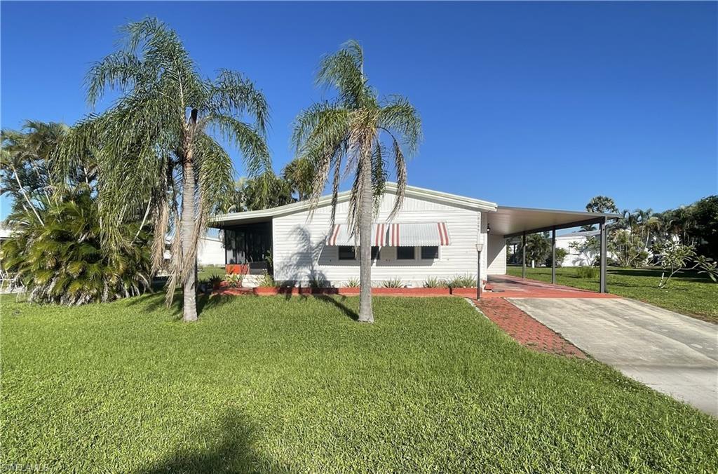 Welcome to Imperial Harbor in beautiful Bonita Springs. Located in a 55 and over, deed restricted community, where you own your own land. No HOA fees but does have a voluntary Civic Association membership for just $100/yr. This manufactured home presents a fantastic opportunity for those seeking a relaxed and convenient Florida lifestyle at an affordable price.  Located just 15 minutes from beautiful Bonita Beach and 20 minutes from Barefoot Beach. 
Imperial Harbor club social membership is available for a one time purchase of $1500, and then the yearly renewal fee is just $350/yr. Harbor Club membership then allows access to the community pool, shuffleboard, bocce ball, workout room, billiards table clubhouse, and other activities. 
This home is nestled in a great location near shopping, dining, and a short distance from the world-renowned
beaches and historic downtown Bonita Springs. Additional storage for RV's, boats, trailers, etc. for $250/yr through Harbor Club is located right in the community. Property is being sold "As Is".