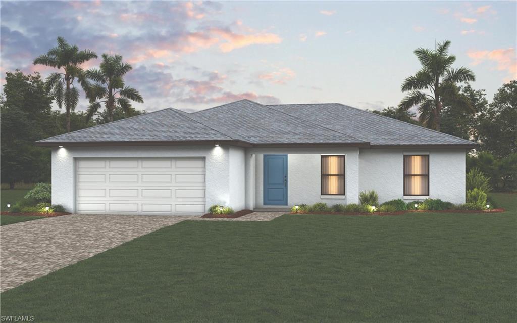 NEW CONSTRUCTION WITH WARRANTY!  MOVE-IN READY!!  **WAS $317,990 - NOW $299,700!!** The Cayo Costa combines open-concept living with a smart split-bedroom layout, offering three bedrooms plus a den and two bathrooms. Perfectly designed for entertaining, the main living area showcases a soaring vaulted ceiling that seamlessly connects the kitchen, dining area, and expansive Great Room. A large freestanding island provides the ideal centerpiece for both casual meals and social gatherings, while sliding glass doors extend the living space to a covered lanai for effortless indoor-outdoor living.  The private Primary Suite is a true retreat, featuring two spacious walk-in closets and a well-appointed en-suite bathroom. On the opposite side of the home, two comfortable guest bedrooms share a full bath, ensuring both privacy and convenience. A versatile den with French doors offers the perfect space for a home office, study, or creative flex room.  Highlights of the Cayo Costa include:  Quartz countertops in kitchen and baths, designer cabinetry with soft-close doors, stainless steel kitchen appliance package, upgraded plank tile flooring in main living areas, hurricane-impact windows and doors, attached 2-car garage with direct laundry access, and more!  Pictures, renderings, & virtual tour are of similar home & are used for display purposes only.