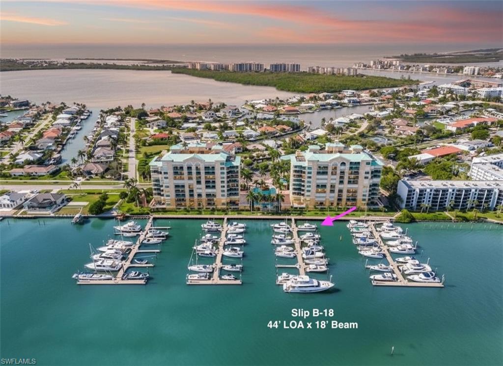 Experience the ultimate Marco Island yachting lifestyle at the prestigious Marina at Factory Bay! Ideally positioned on the seawall of B-Dock, this exceptional 44 ft slip with an 18+ beam is shaded half day by the tall Pier 81 buildings & has deep-water at both high and low tides, making it ideal for deeper-draft vessels. Enjoy quick Gulf access in under 10 minutes, with convenient fueling nearby at Rose Marina or Pelican Pier. Grocery stores, West Marine, shopping & waterfront tiki bars are all within walking distance, making provisioning and island living easy & effortless. This premier marina features Bellingham concrete floating docks, composite-decking walkways, two 30-amp shore power connections, Wi-Fi, pump-out services, a dock box, 24/7 security cameras, and an on-site dock master daily. The clubhouse offers restrooms, showers, laundry facilities, ice, a barbecue area, and a TV. Located on a submerged land lease, this exclusive right-to-use slip includes water, taxes, and annual lease expenses in the quarterly fees, with electricity metered separately. Are you ready to enjoy boating from a great, affordable slip right in the heart of Marco Island? This one won't last long!